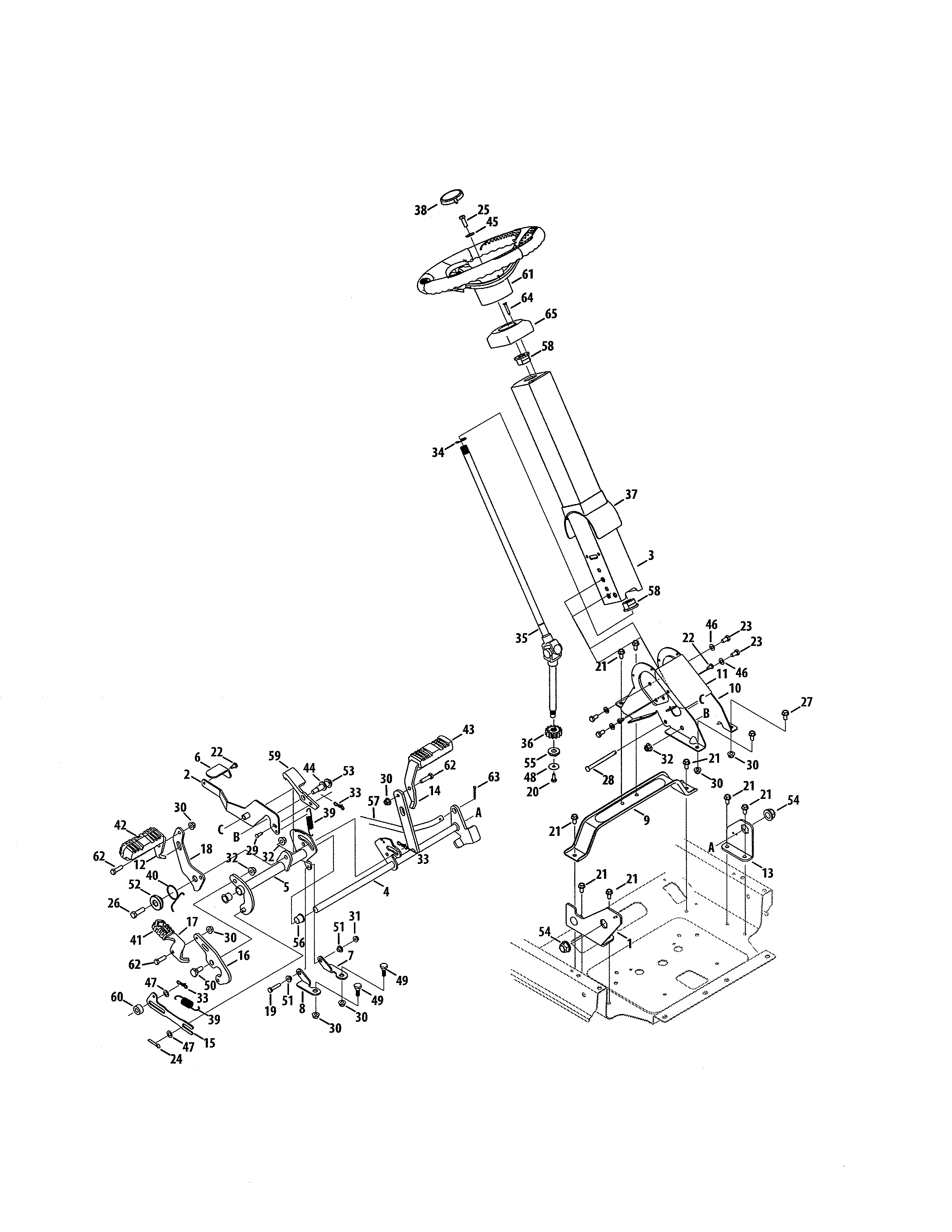 MTD 17ARCBDS099 steering/brake diagram