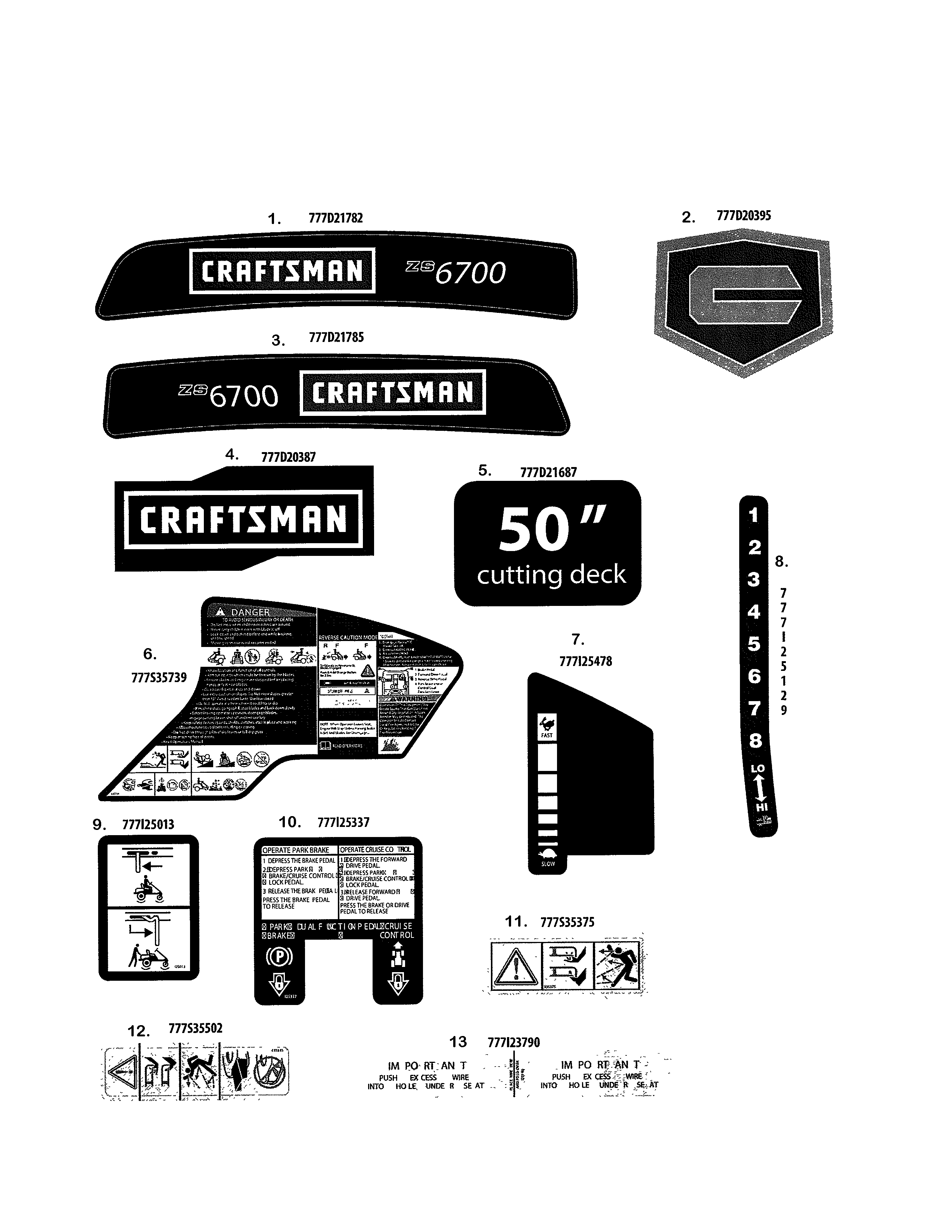 Craftsman 247204100 decals diagram