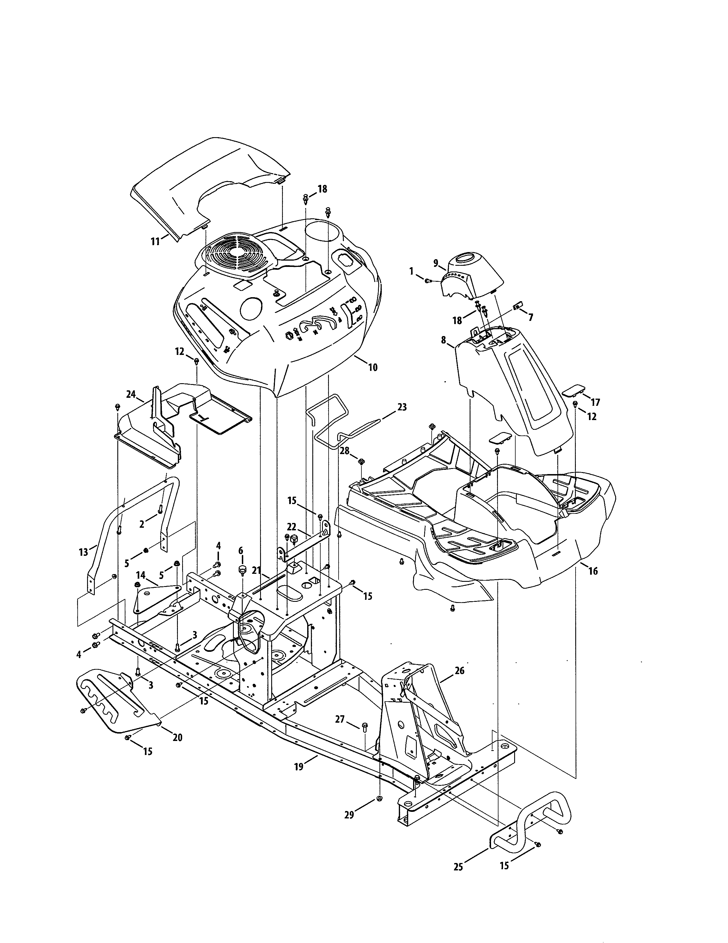 Craftsman 247290003 fender/frame diagram