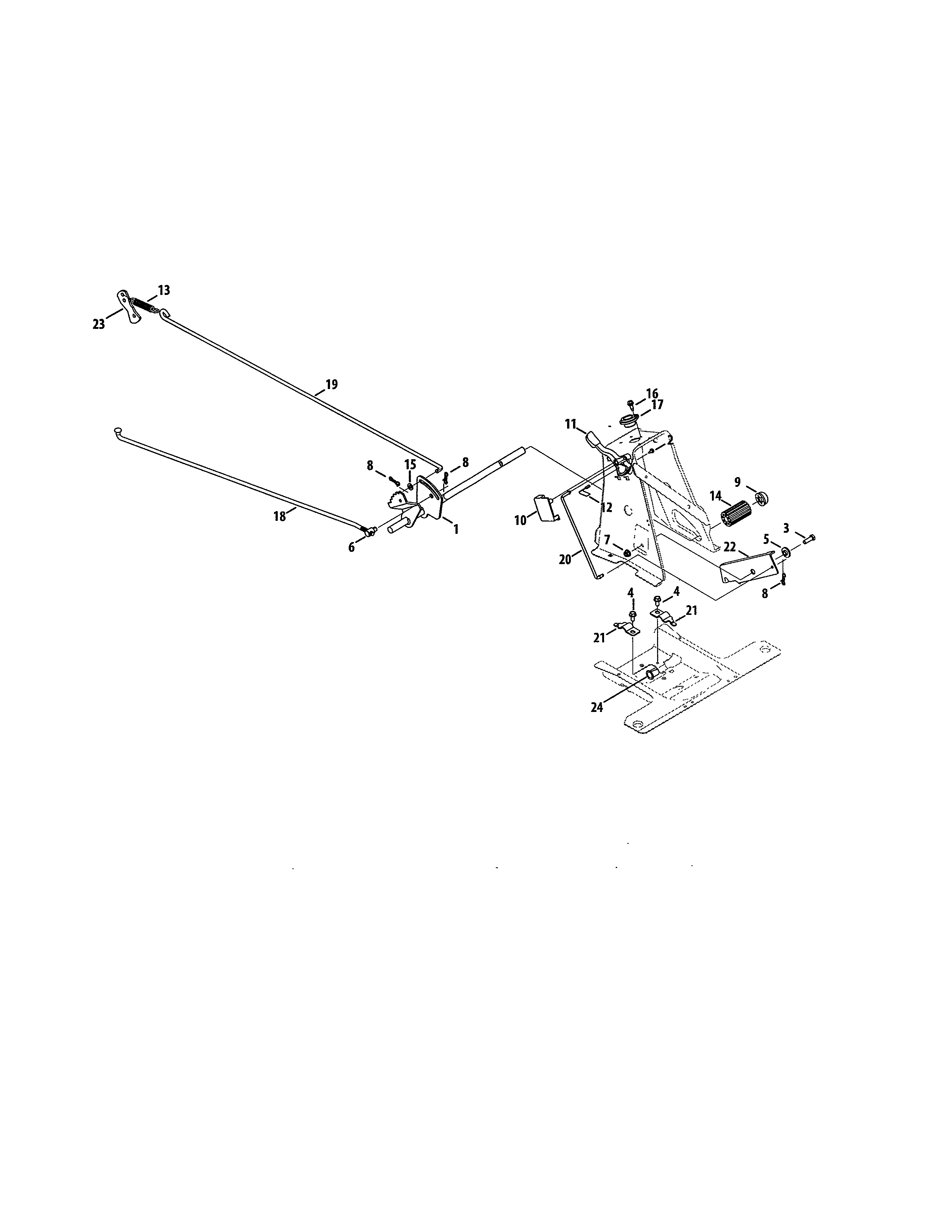 Craftsman 247290003 brake pedal/speed lever diagram
