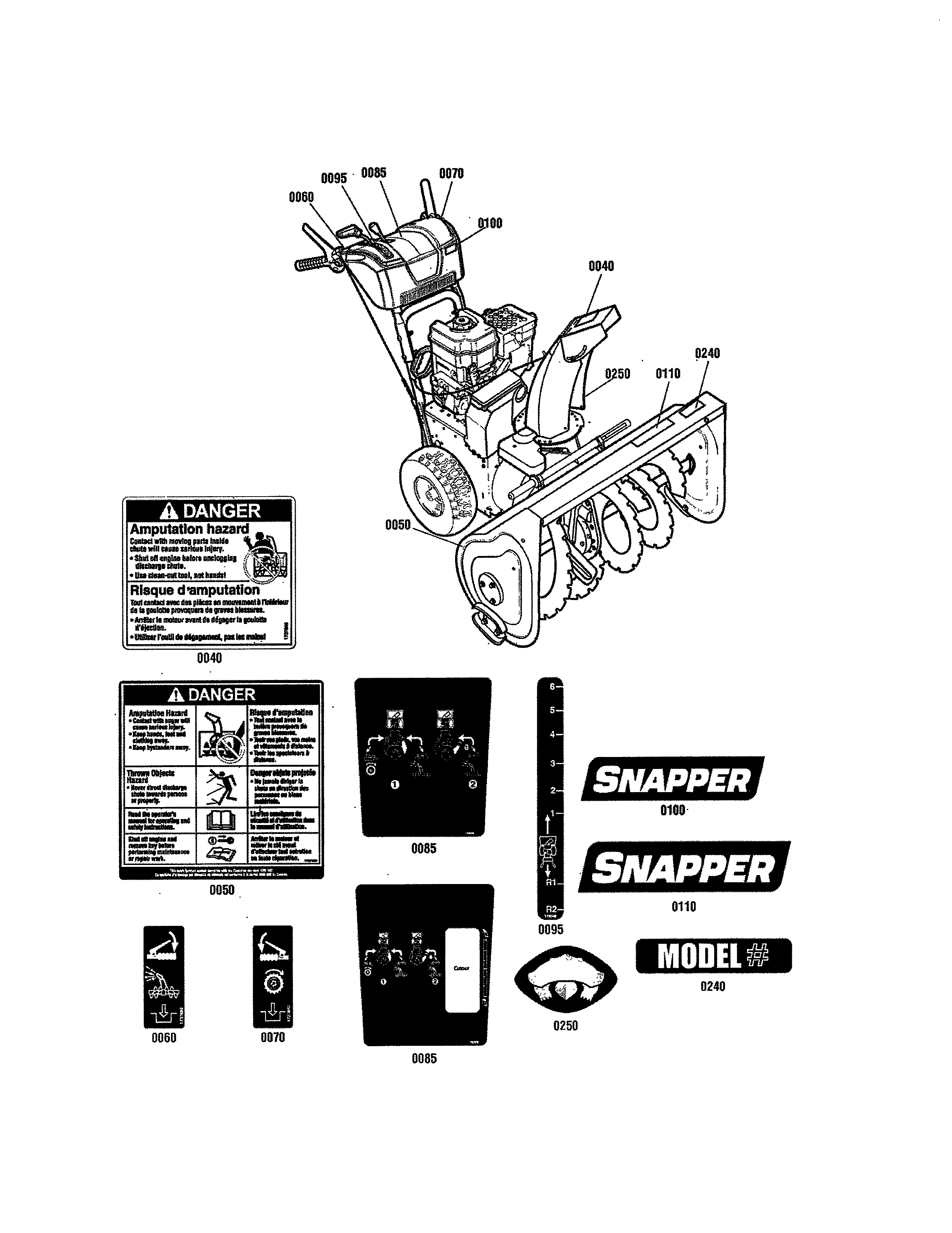 Snapper 1696002 decals diagram
