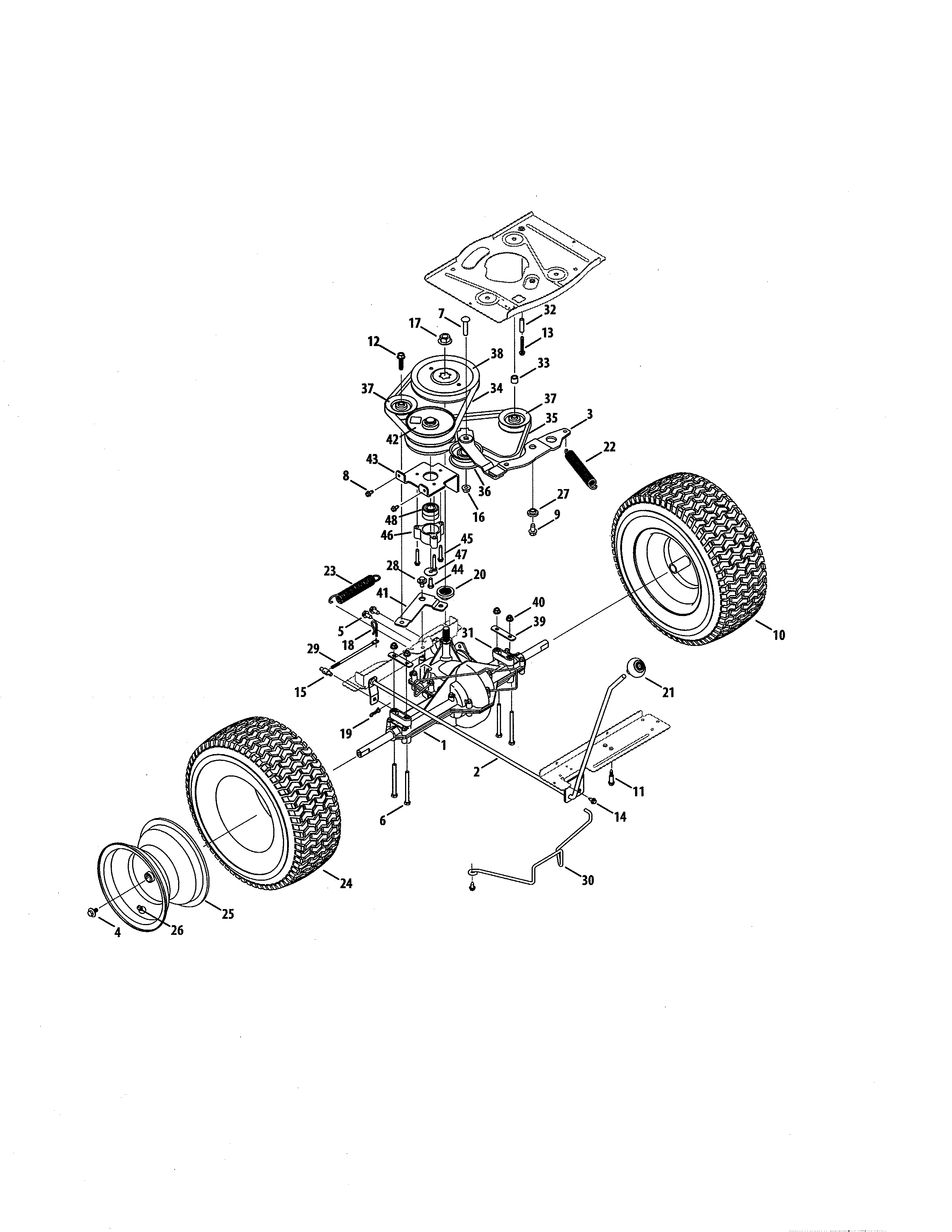 Craftsman 247203692 transmission/tire diagram