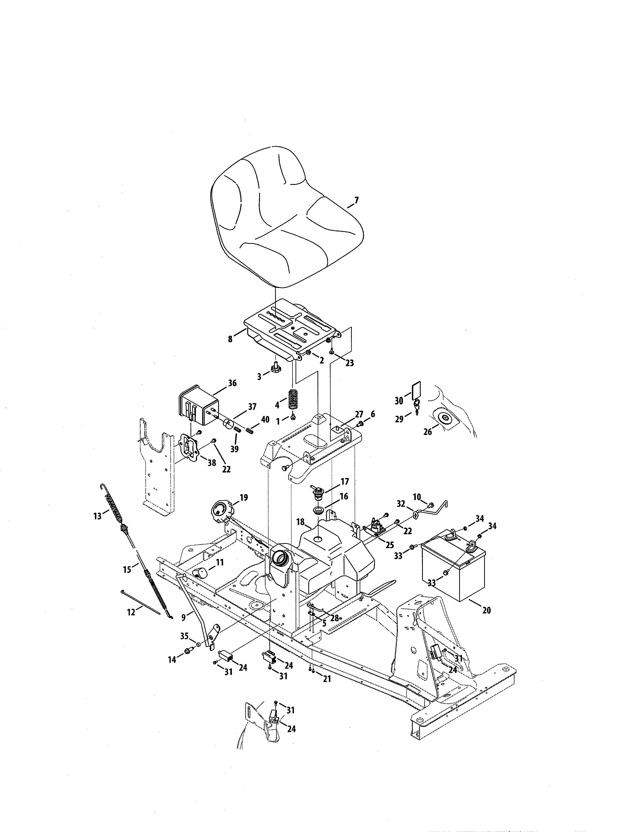 Craftsman 247203692 seat/fuel tank diagram