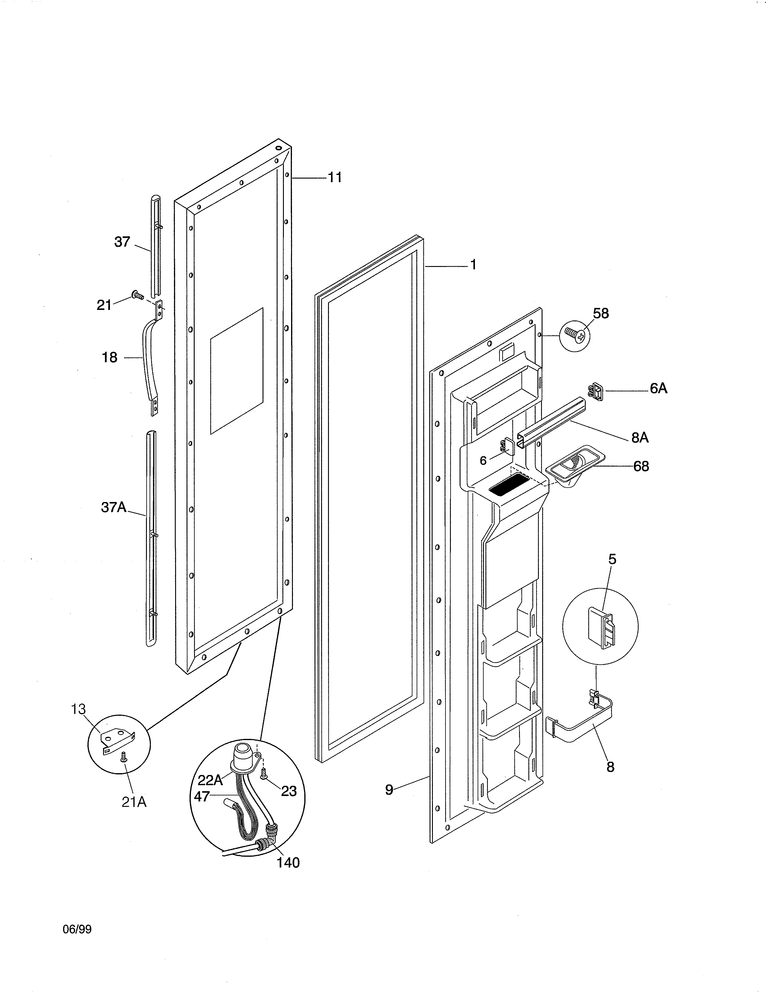 Frigidaire FRS26ZXHW0 freezer door diagram