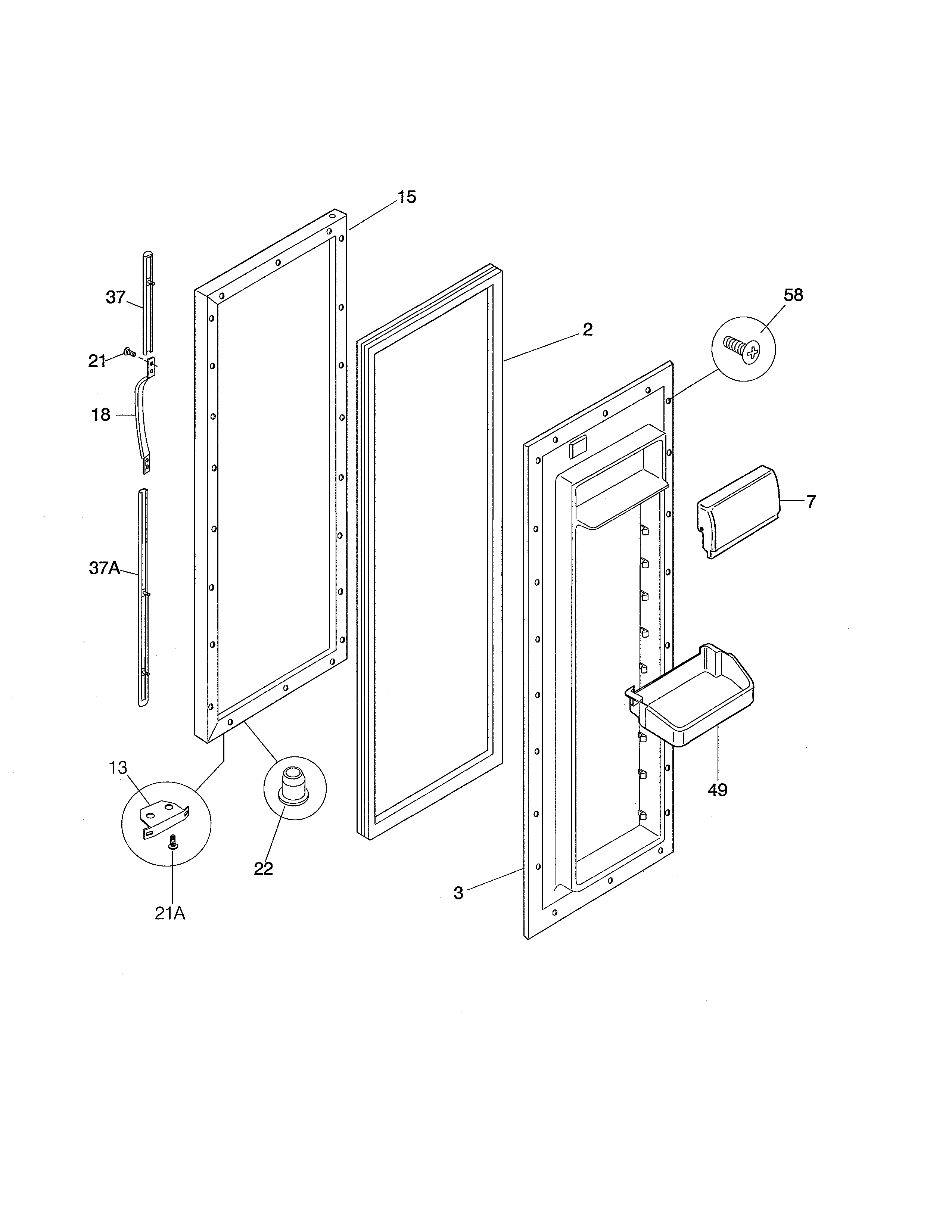 Frigidaire FRS26ZXHW0 refrigerator door diagram