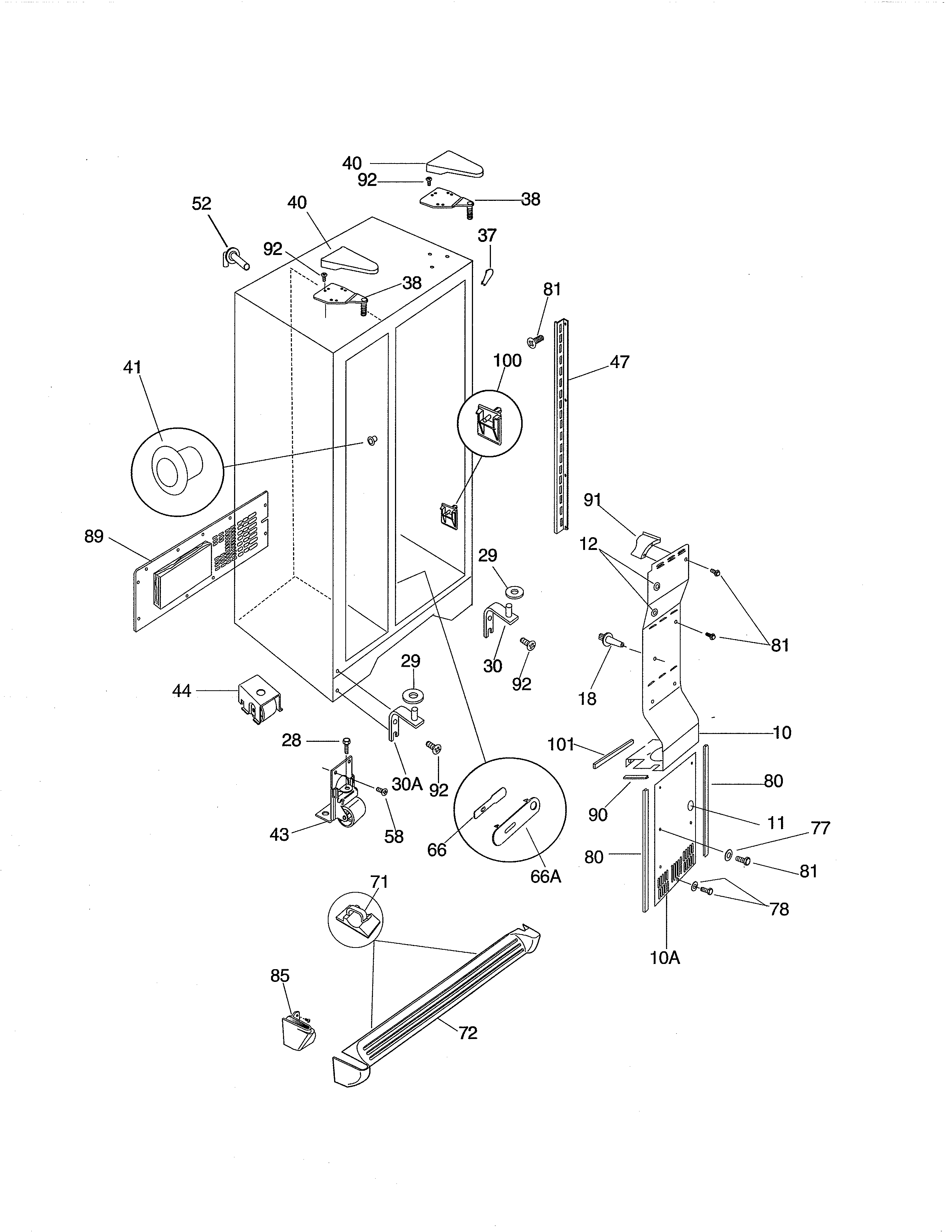Frigidaire FRS26ZXHW0 cabinet diagram