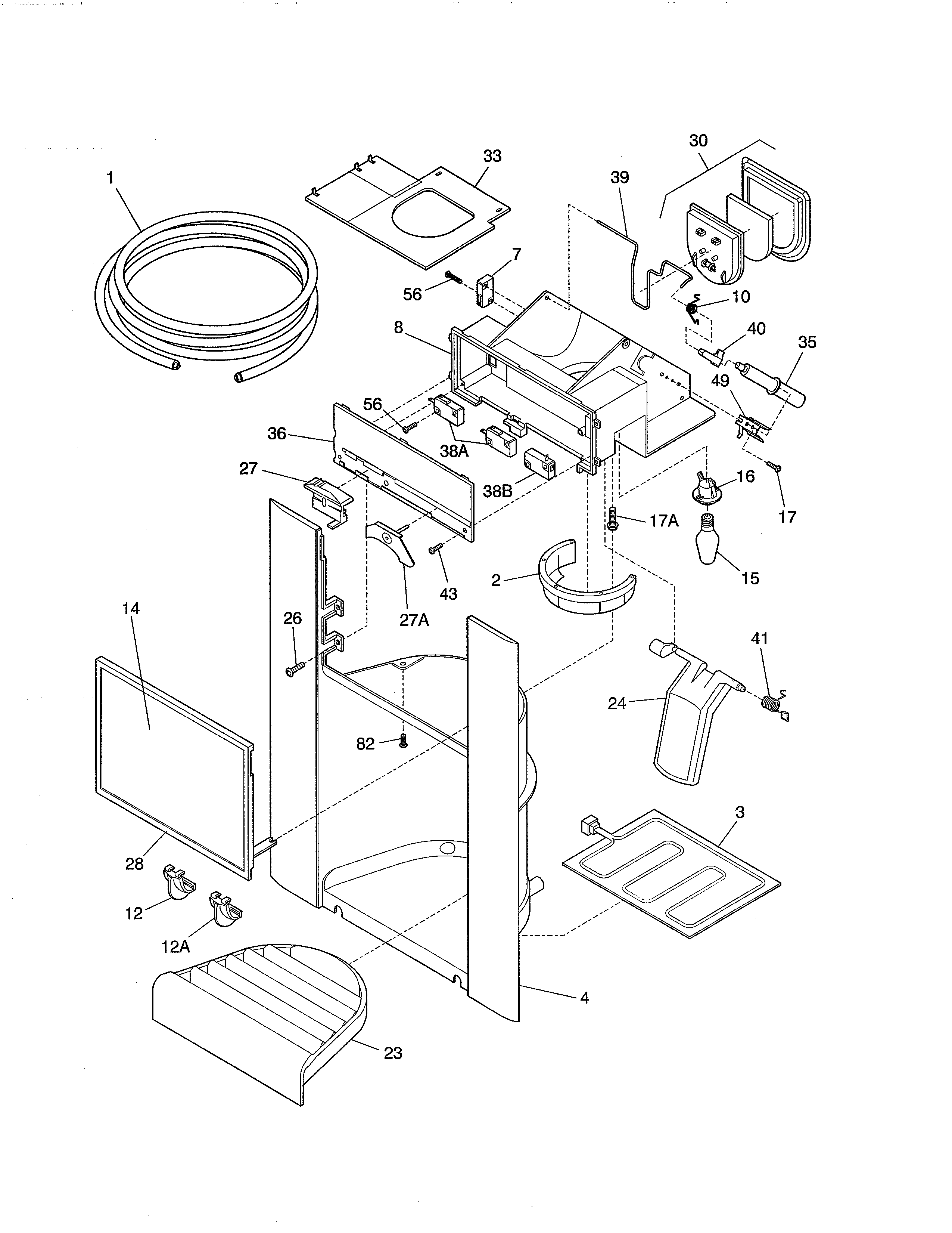 Frigidaire FRS26ZXHW0 dispenser diagram