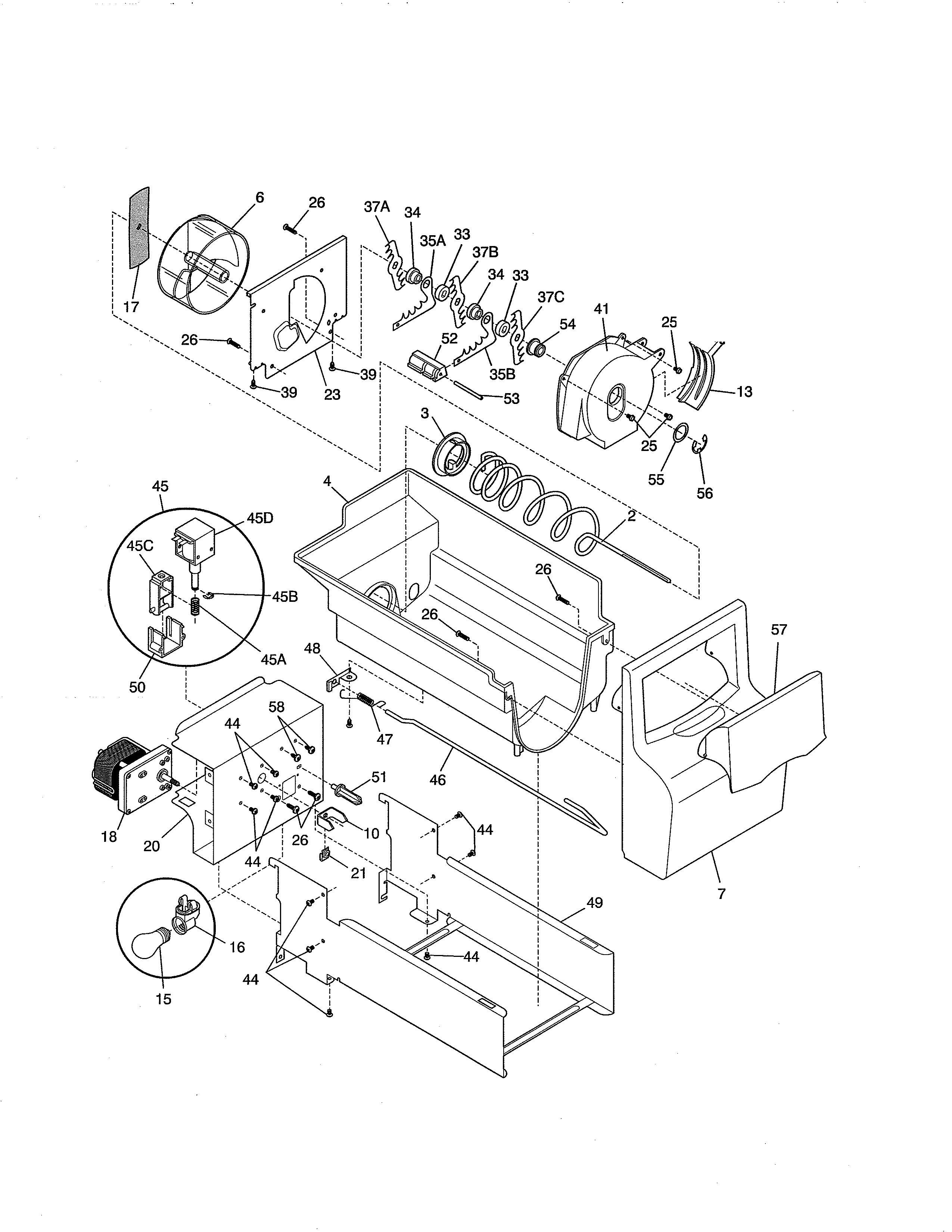 Frigidaire FRS26ZXHW0 ice container diagram