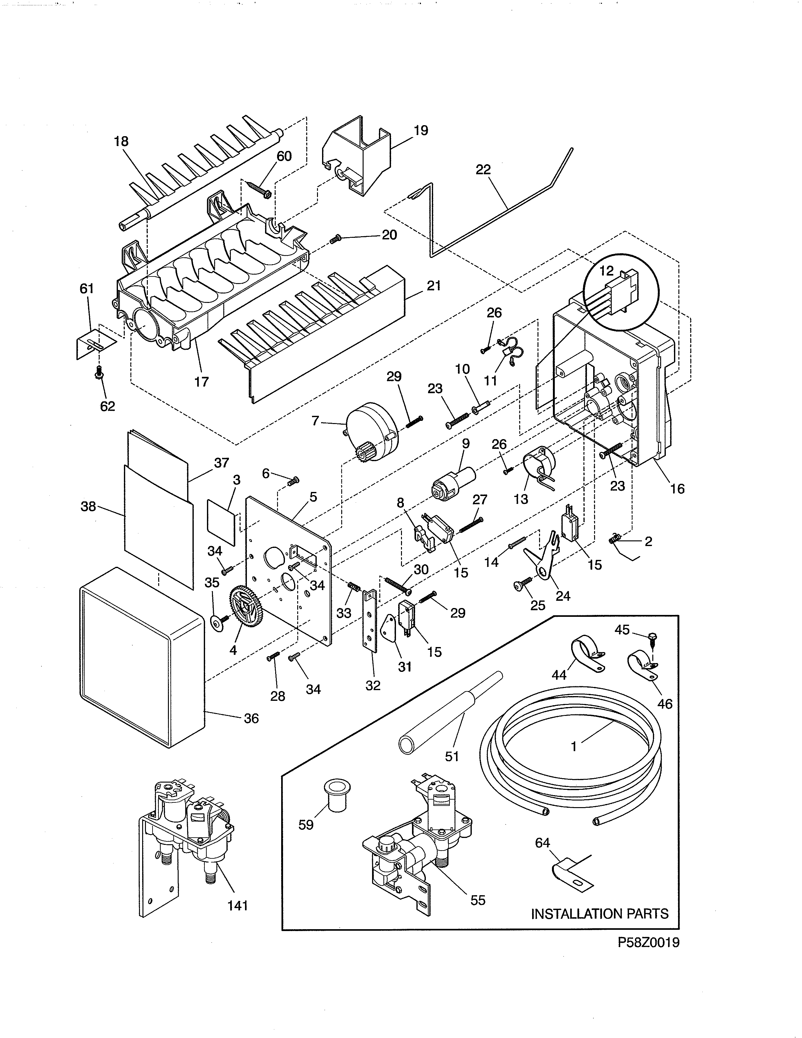 Frigidaire FRS26ZXHW0 ice maker diagram