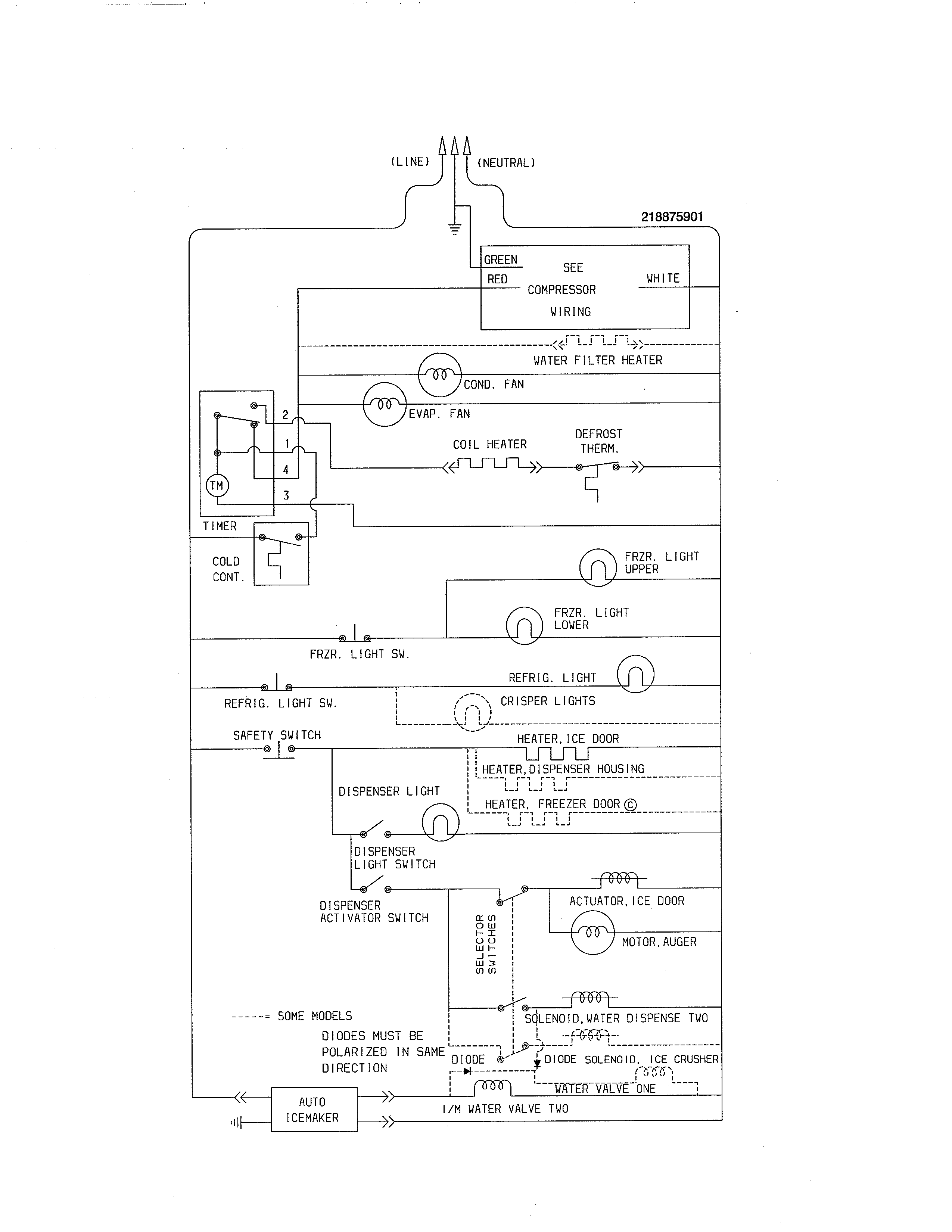 Frigidaire FRS26ZXHW0 wiring schematic diagram