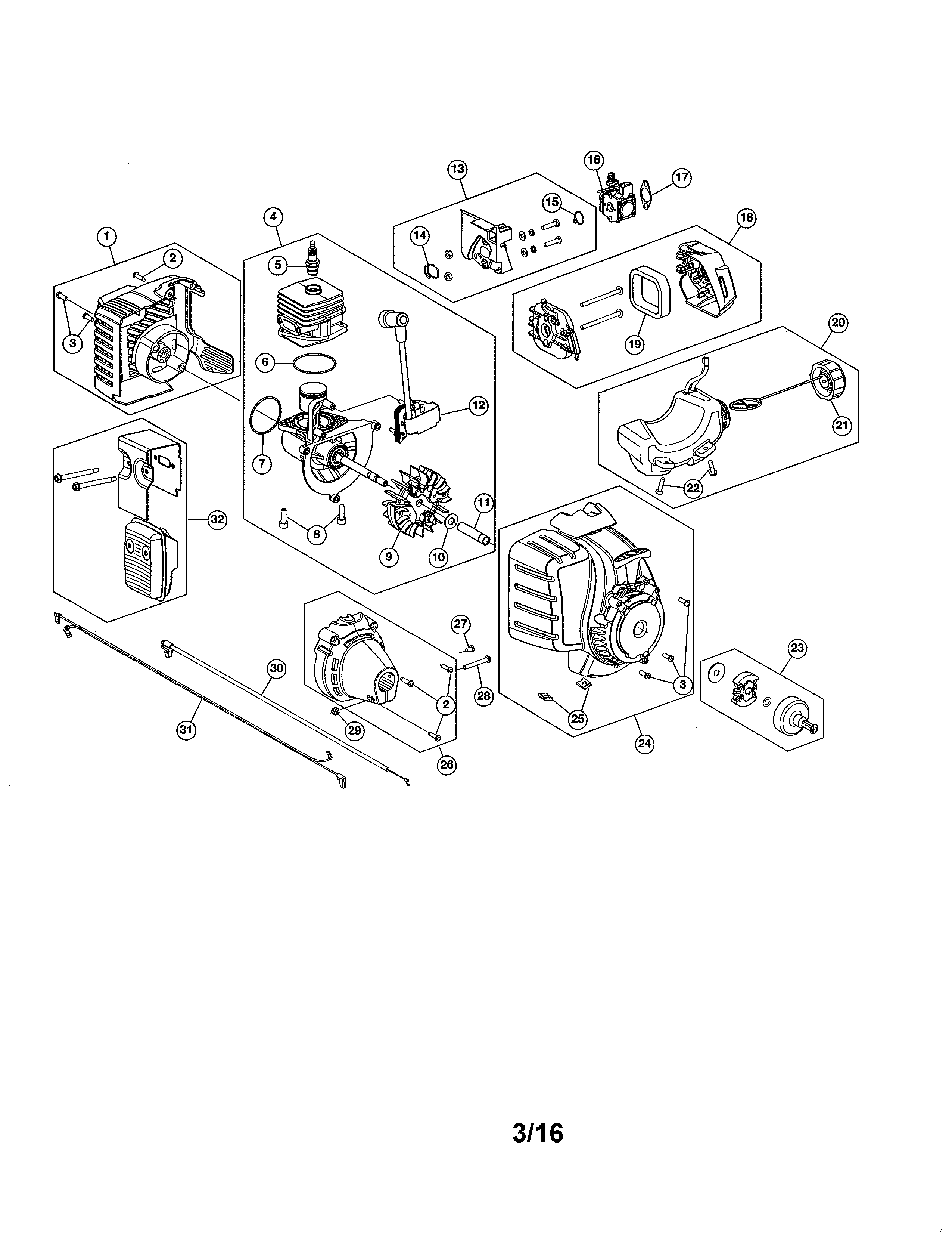 Craftsman 316794460 short block/fuel tank diagram