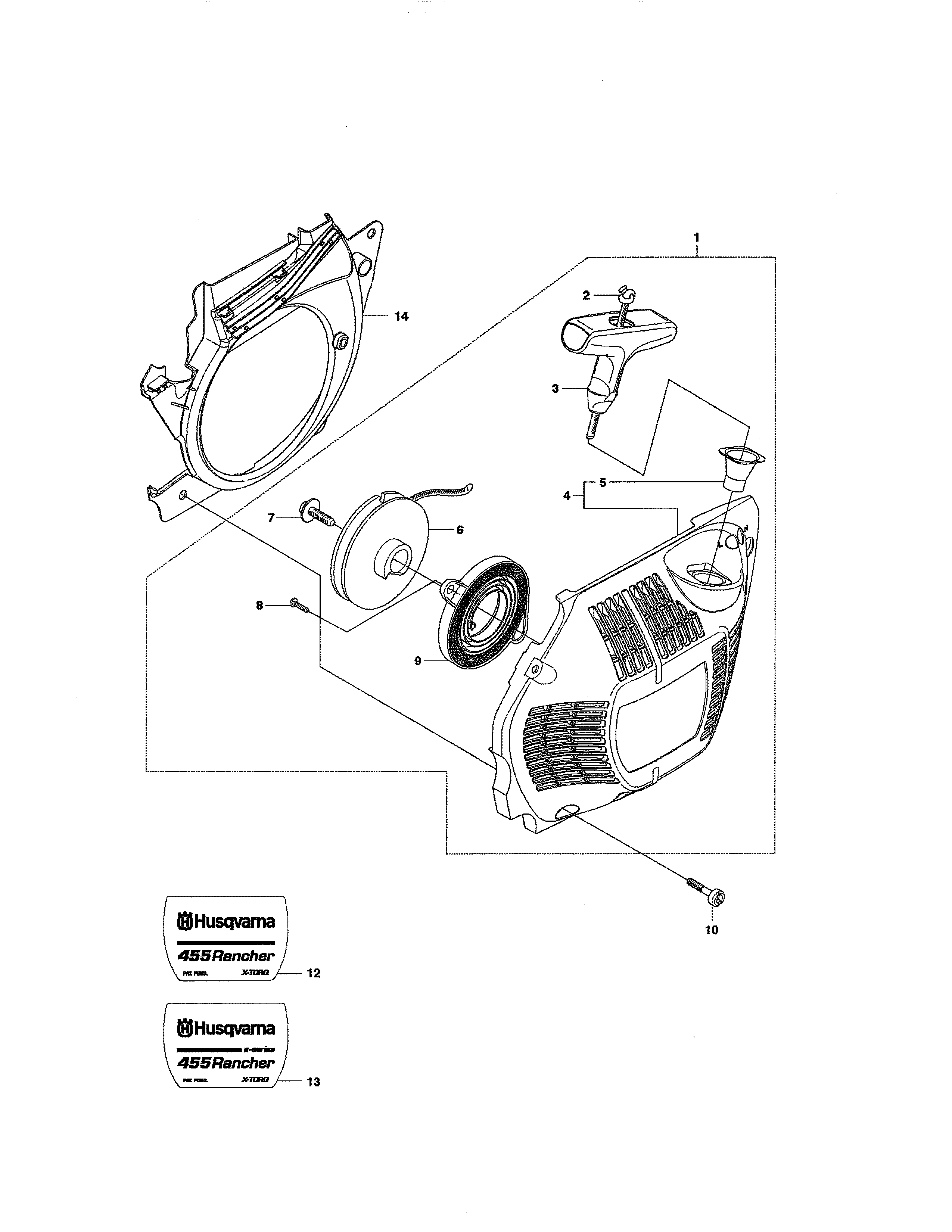 Husqvarna 455E starter diagram