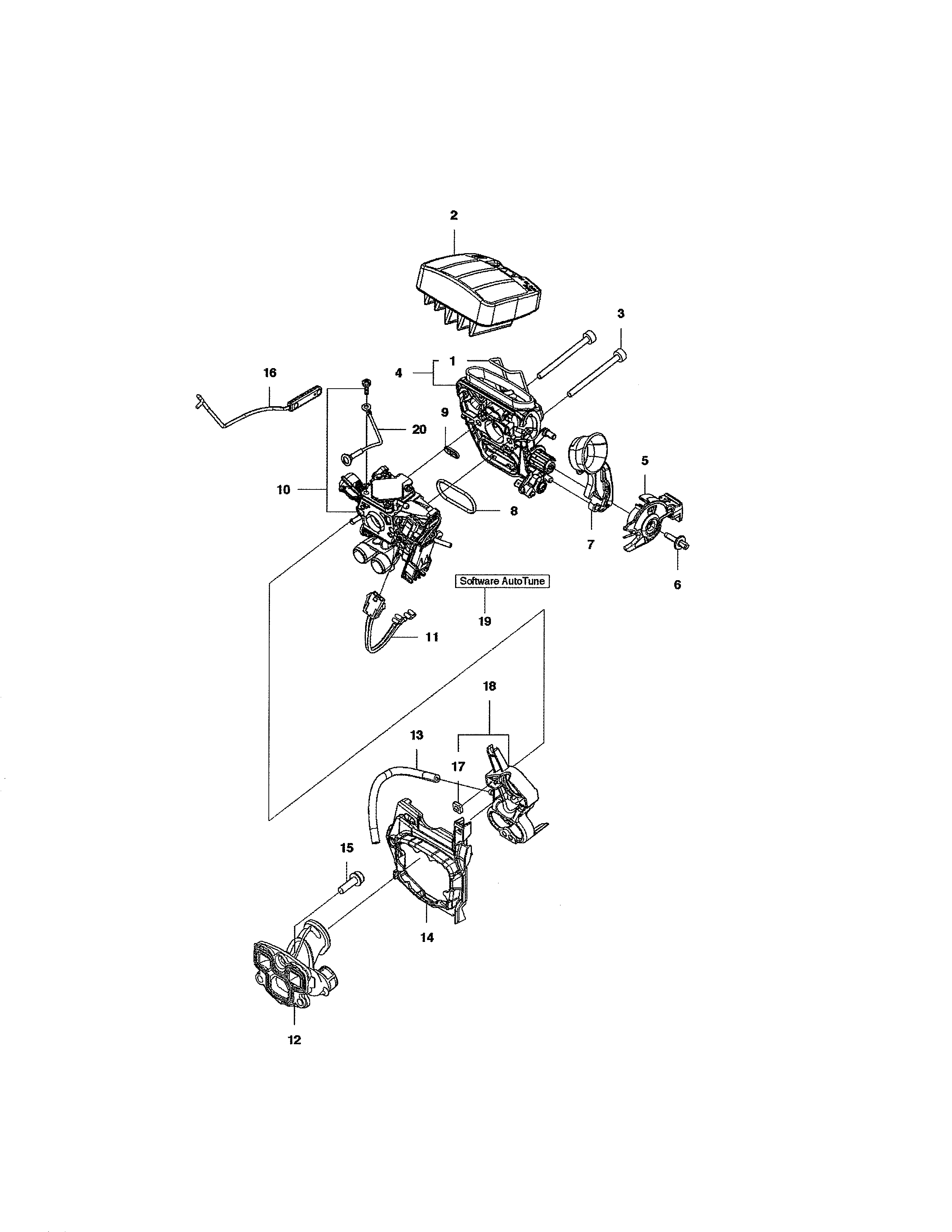 Husqvarna 455E RANCHER II carburetor/air filter diagram