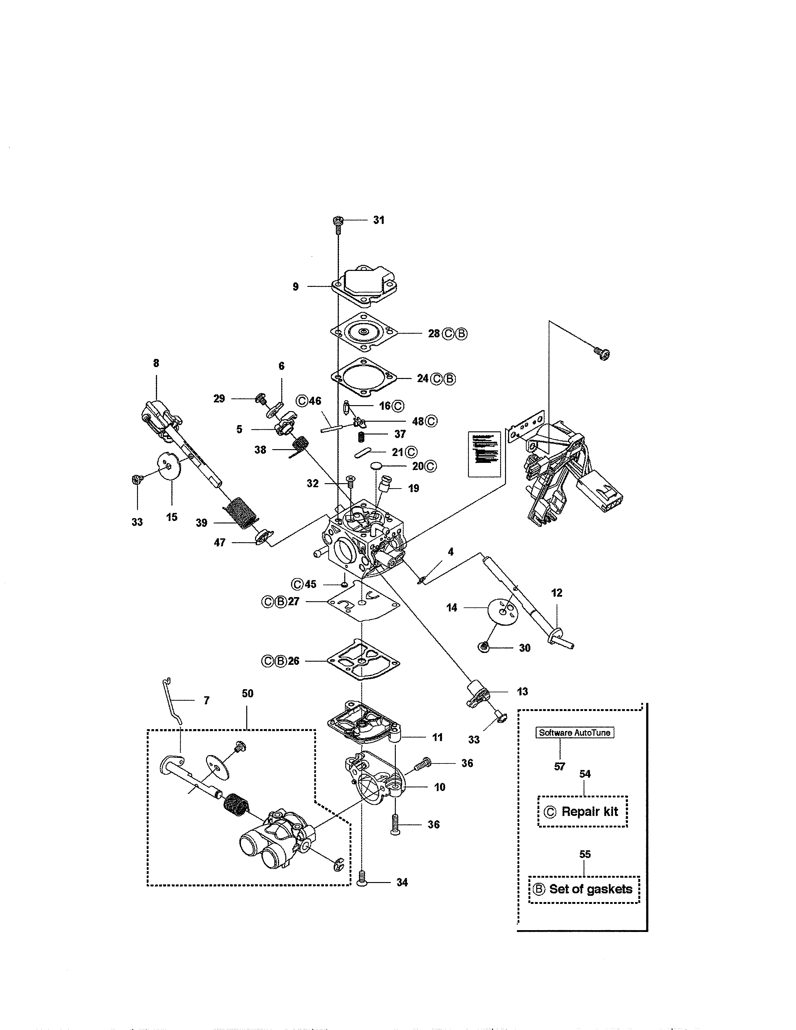 Husqvarna 455E RANCHER II carburetor details diagram