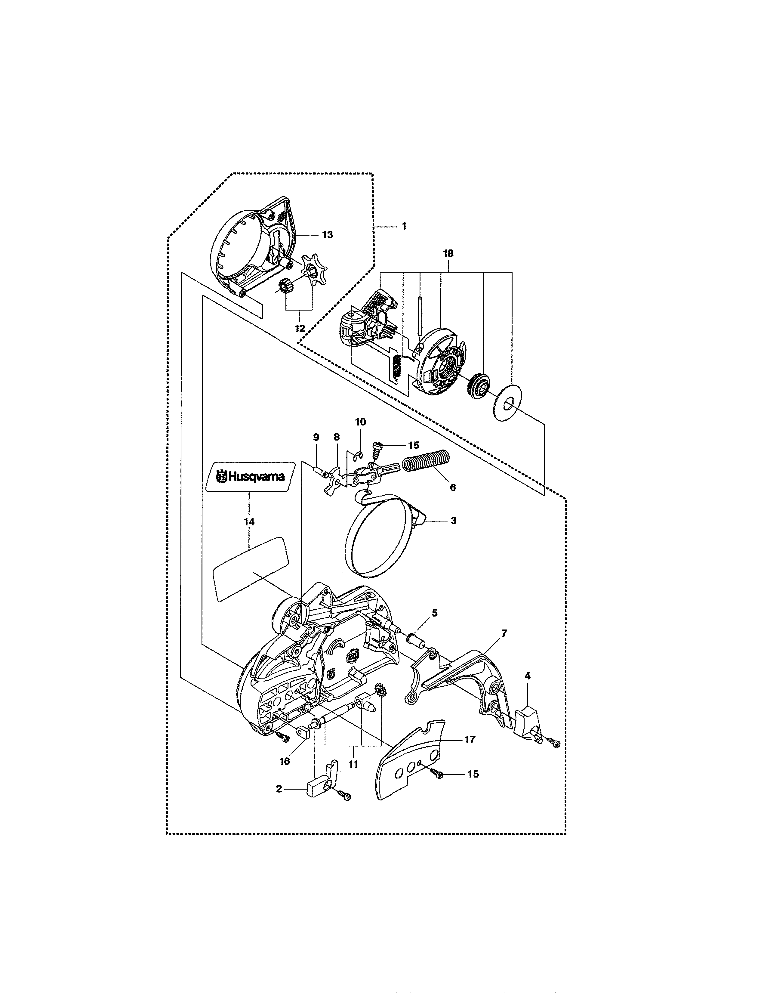 Husqvarna 455E RANCHER II chain brake diagram