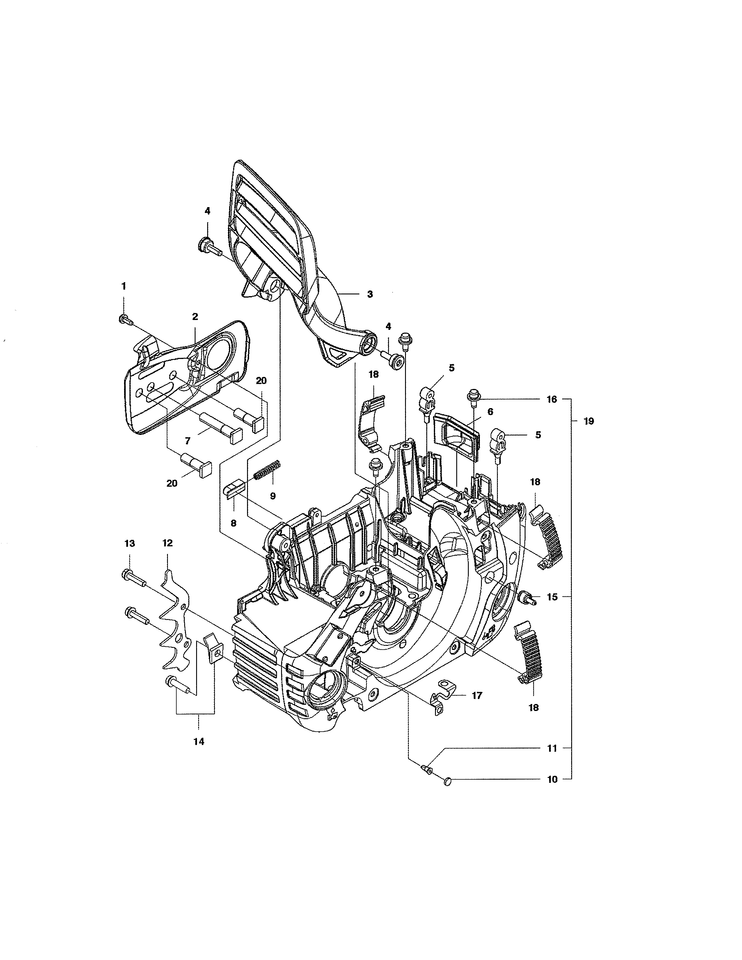 Husqvarna 455E RANCHER II crankcase diagram