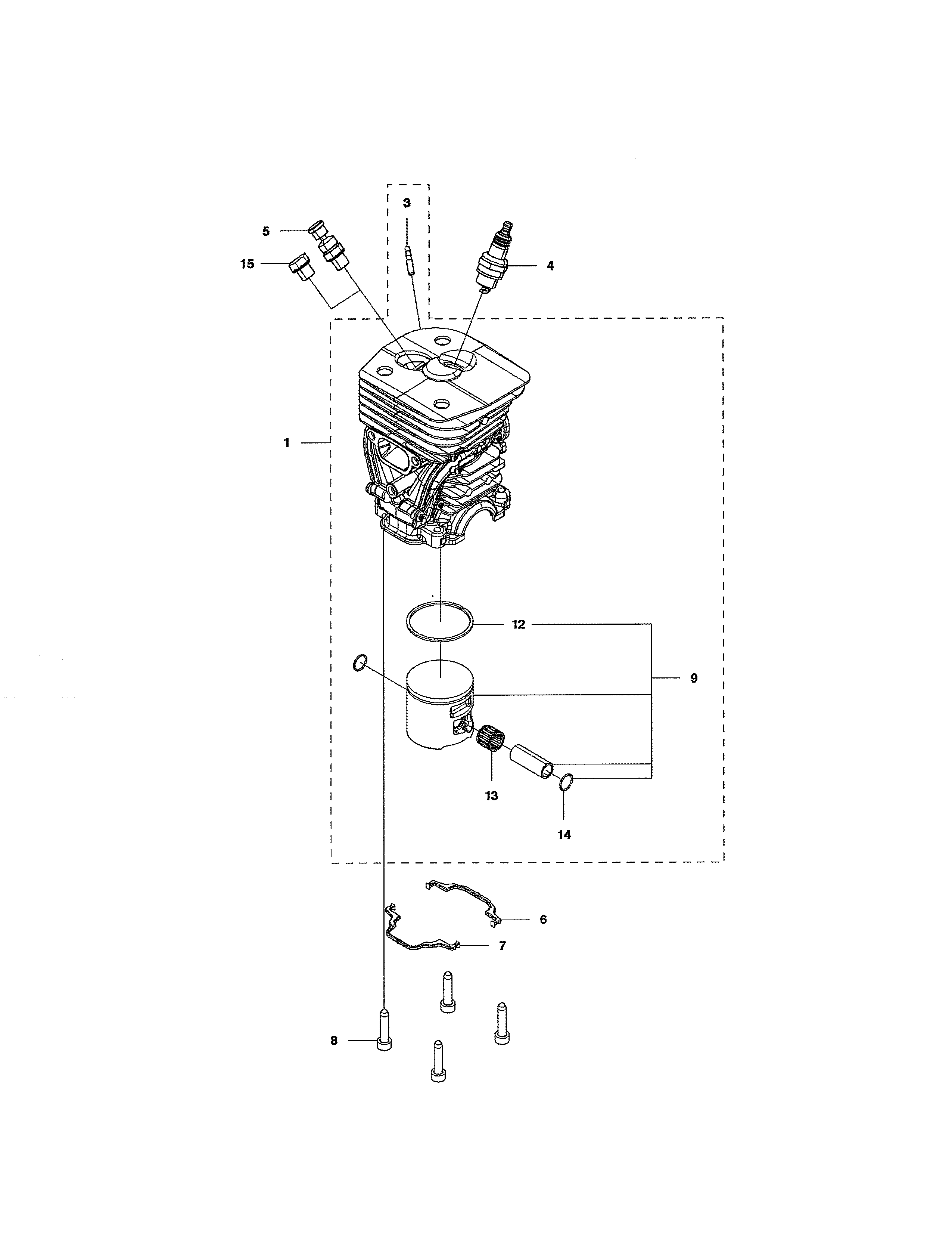 Husqvarna 455E RANCHER II cylinder piston diagram