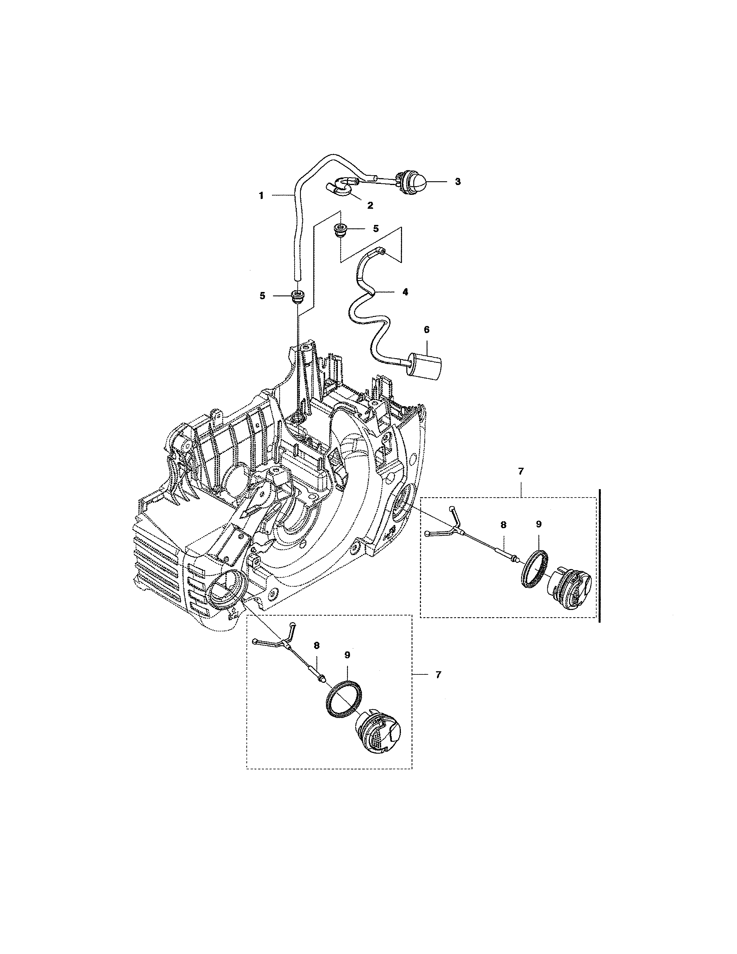 Husqvarna 455E RANCHER II fuel tank diagram