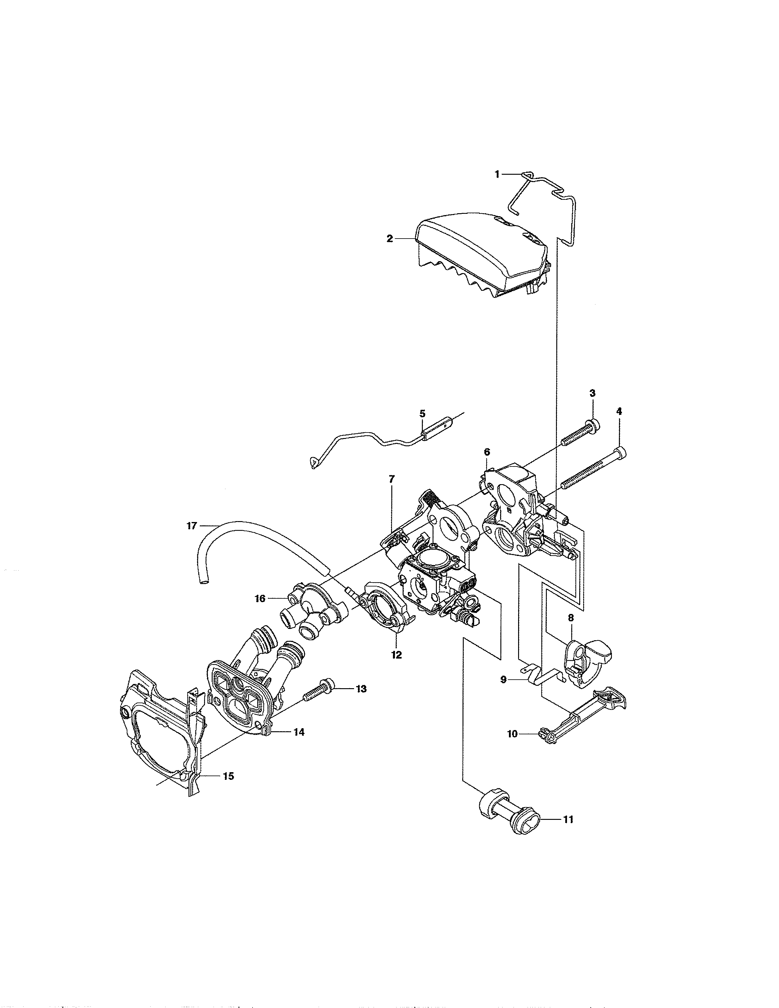 Husqvarna 460 carburetor/air filter diagram