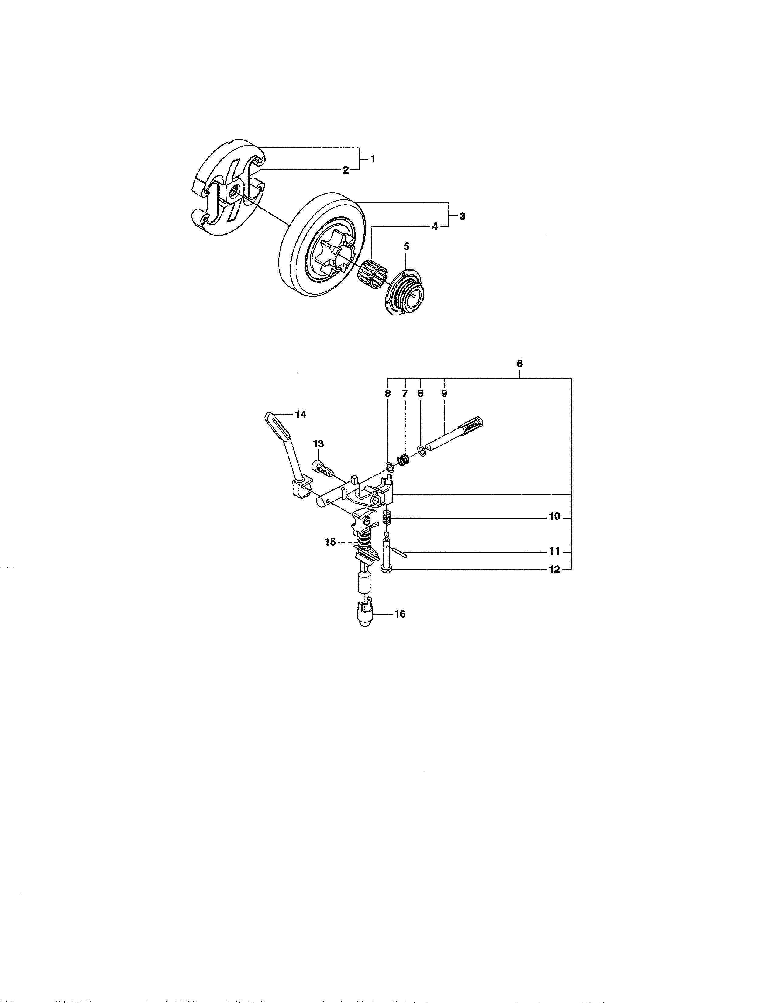 Husqvarna 460 clutch & oil pump diagram