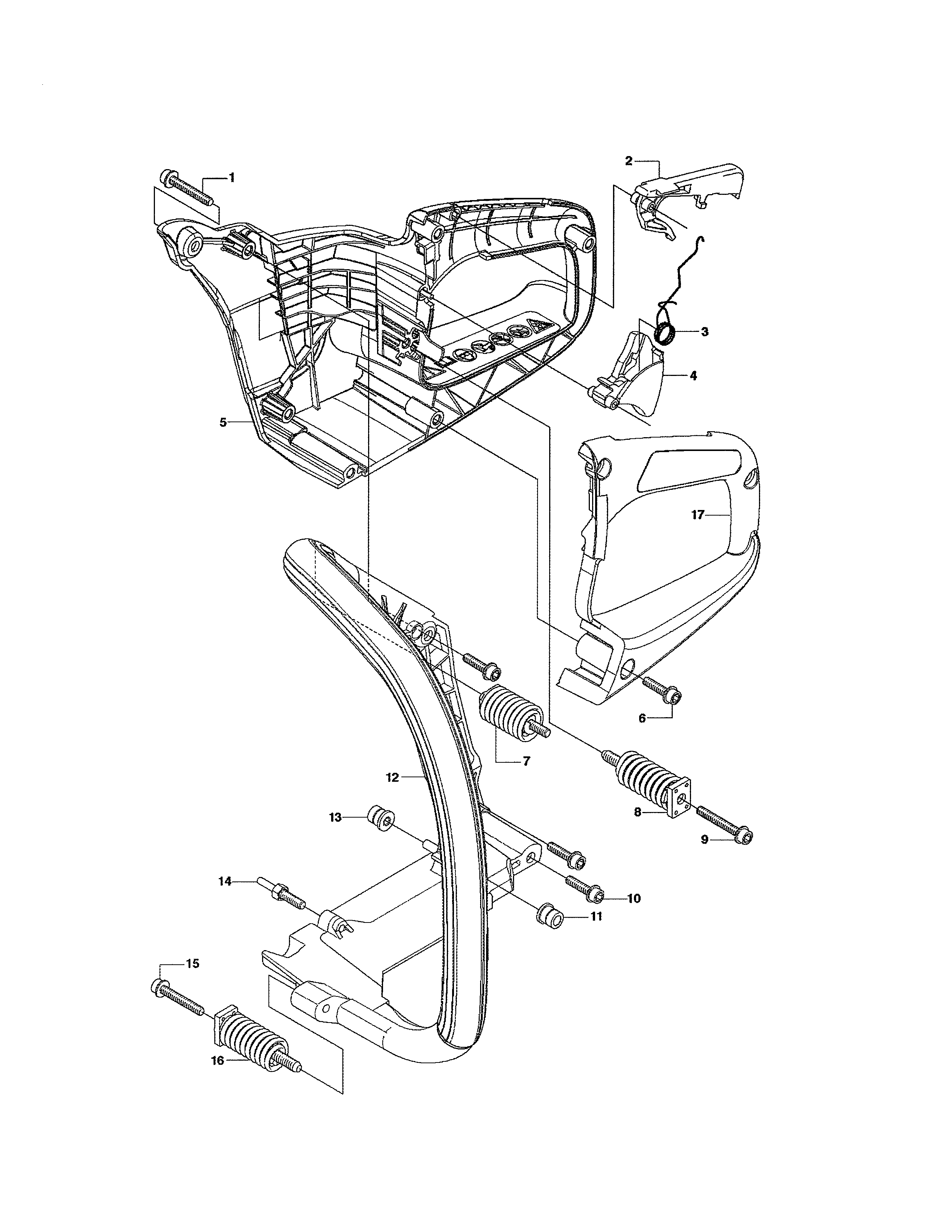 Husqvarna 460 handle & controls diagram