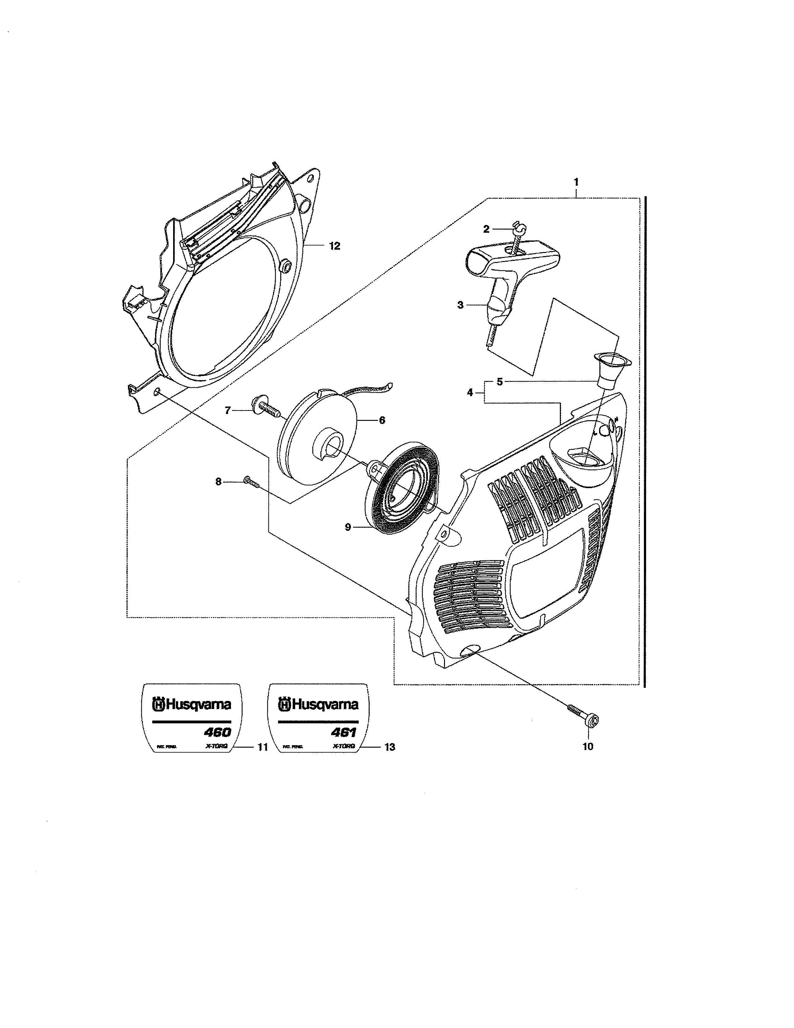 Husqvarna 460 starter diagram