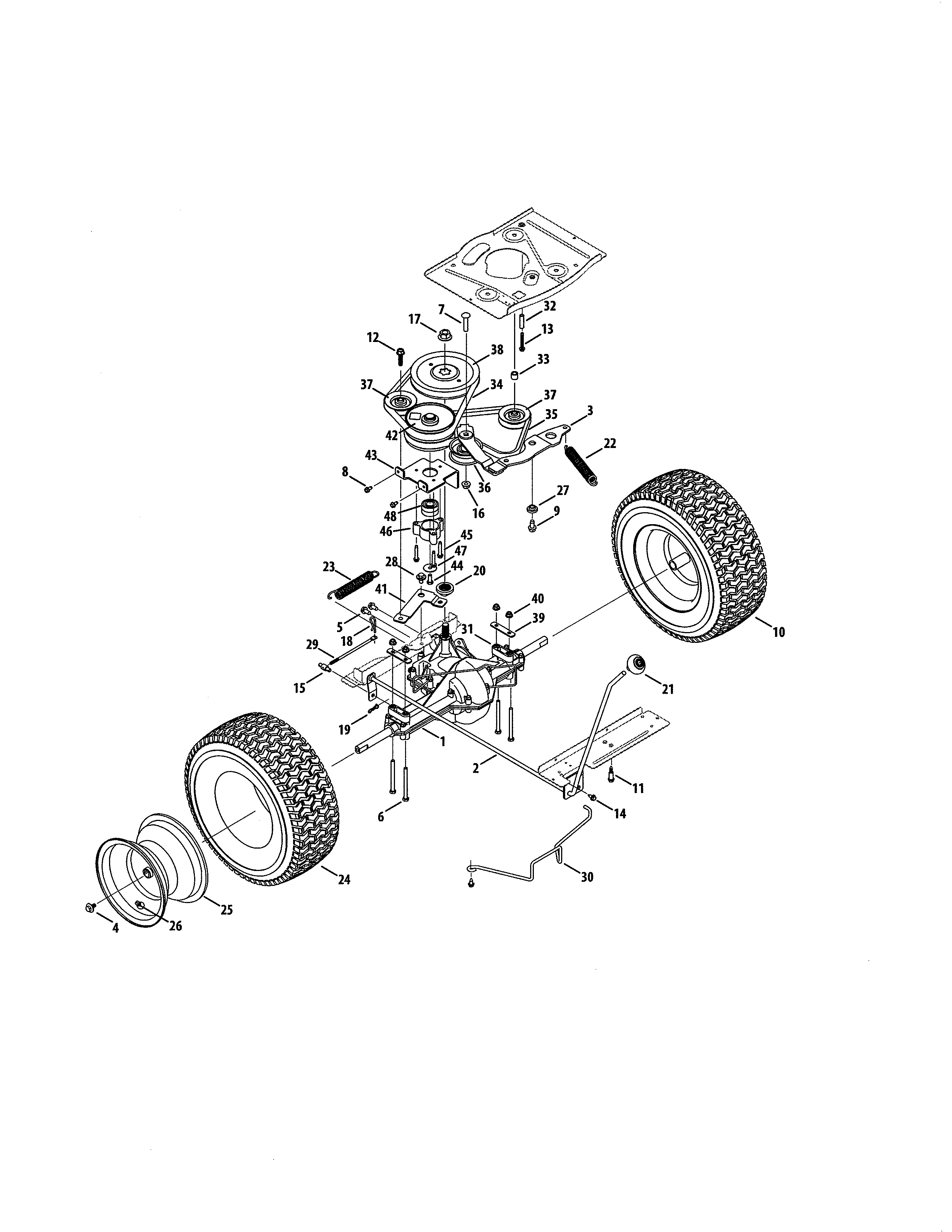 Craftsman 247290002 transmission/tires diagram