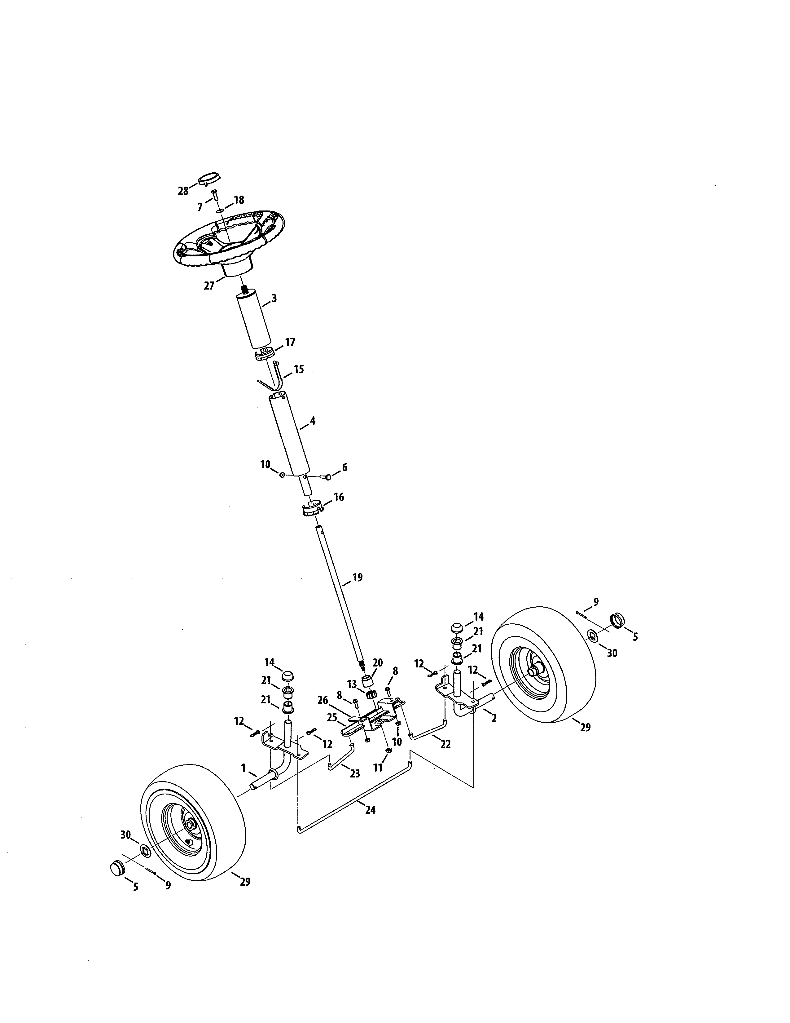 Craftsman 247290002 steering/front axle diagram