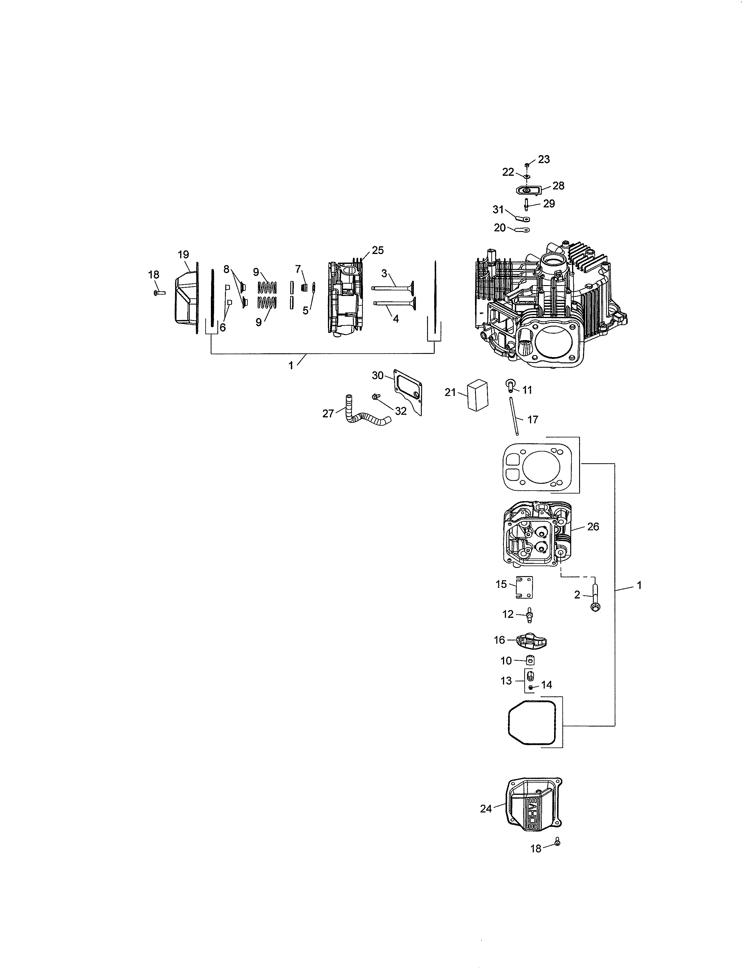 Husqvarna 96043022500 cylinder head diagram