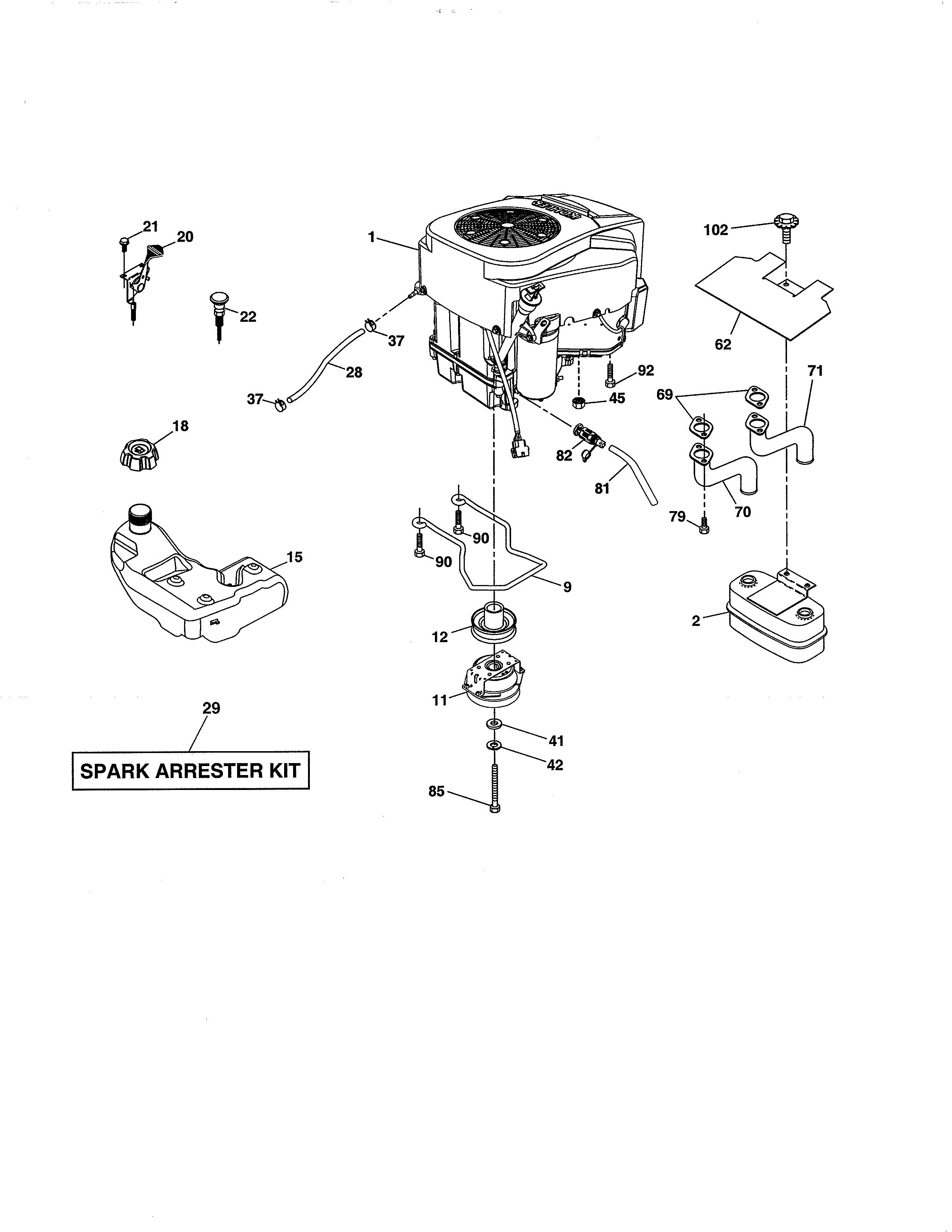 Husqvarna YT48CS-96043022400 engine diagram