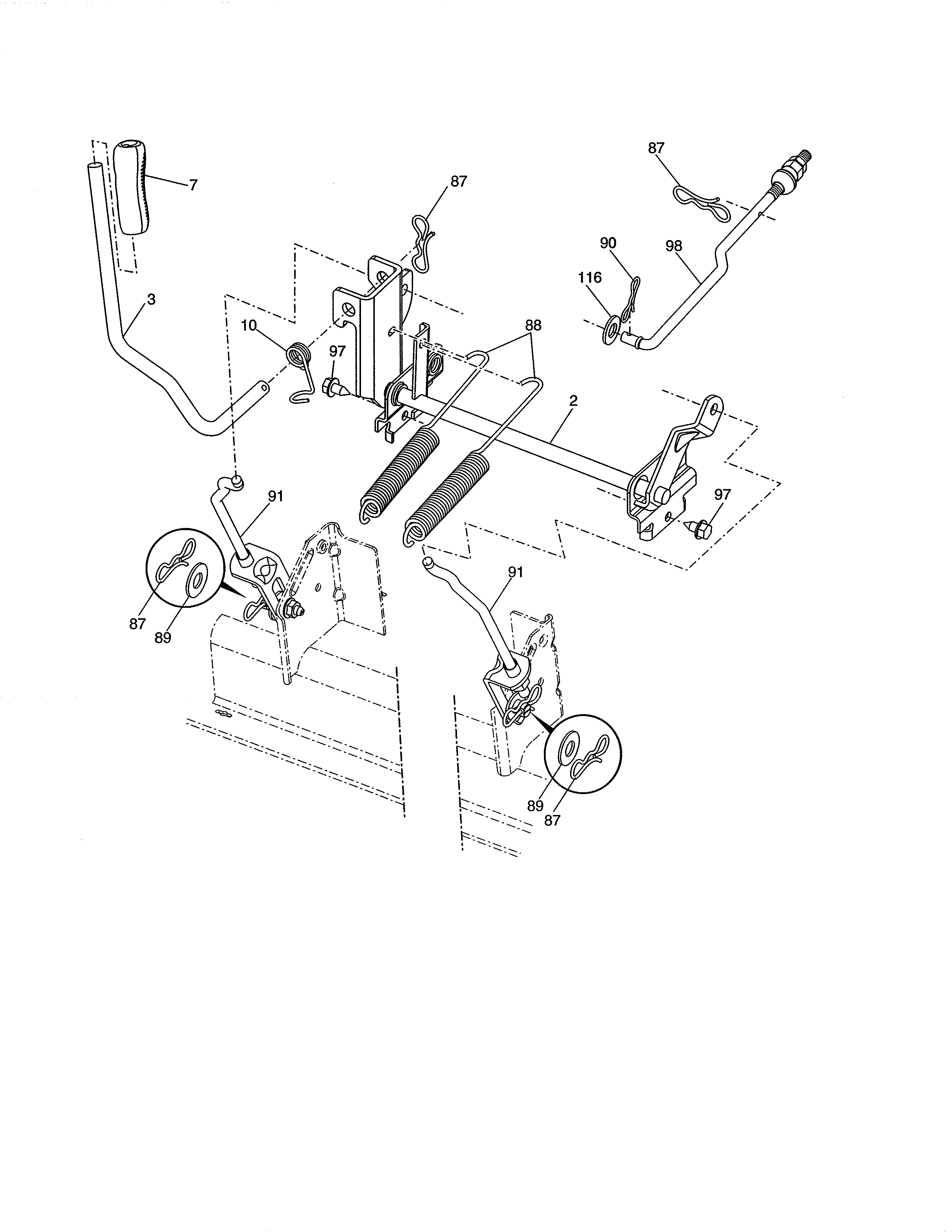 Husqvarna YT48CS-96043022400 mower lift diagram