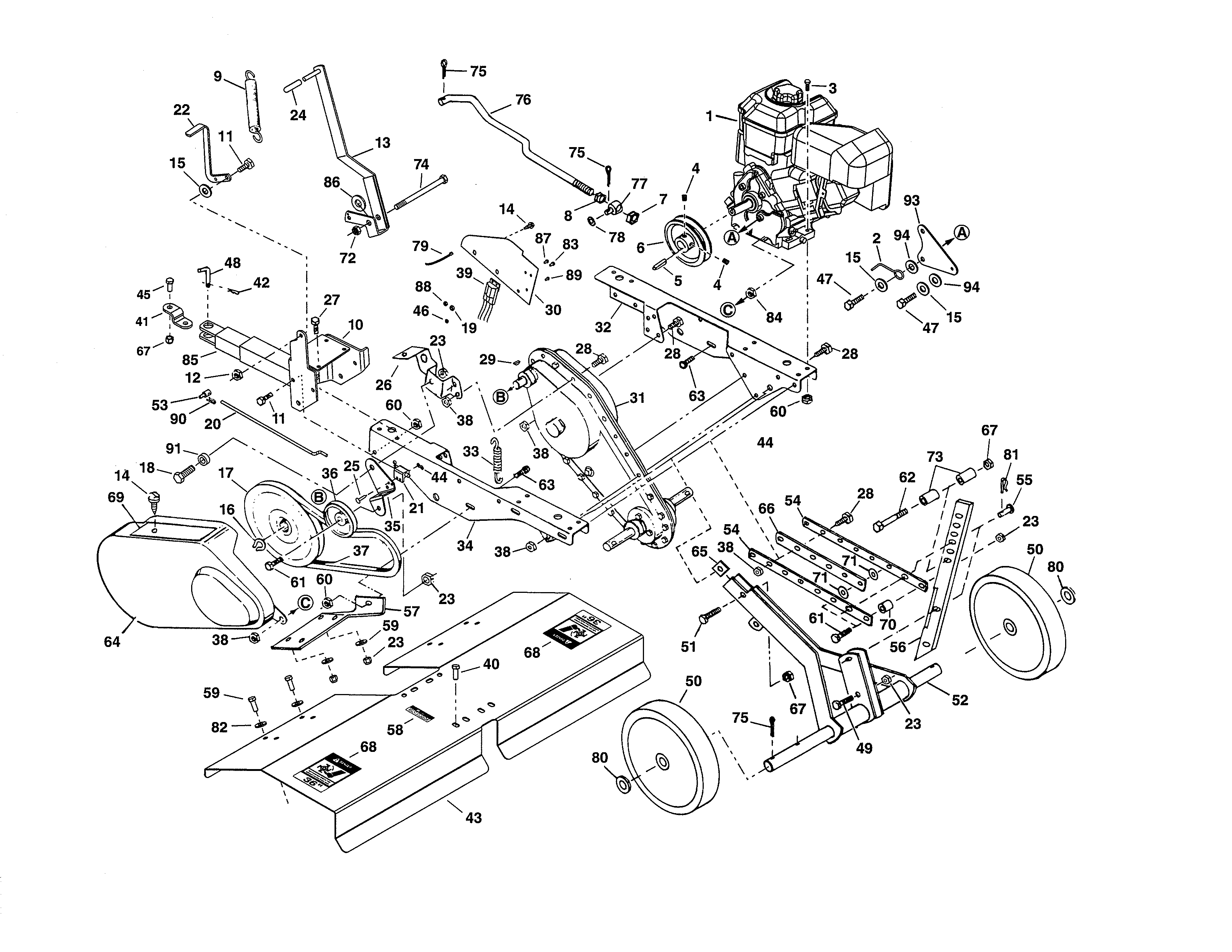 Craftsman 486240031 tow-behind tiller diagram