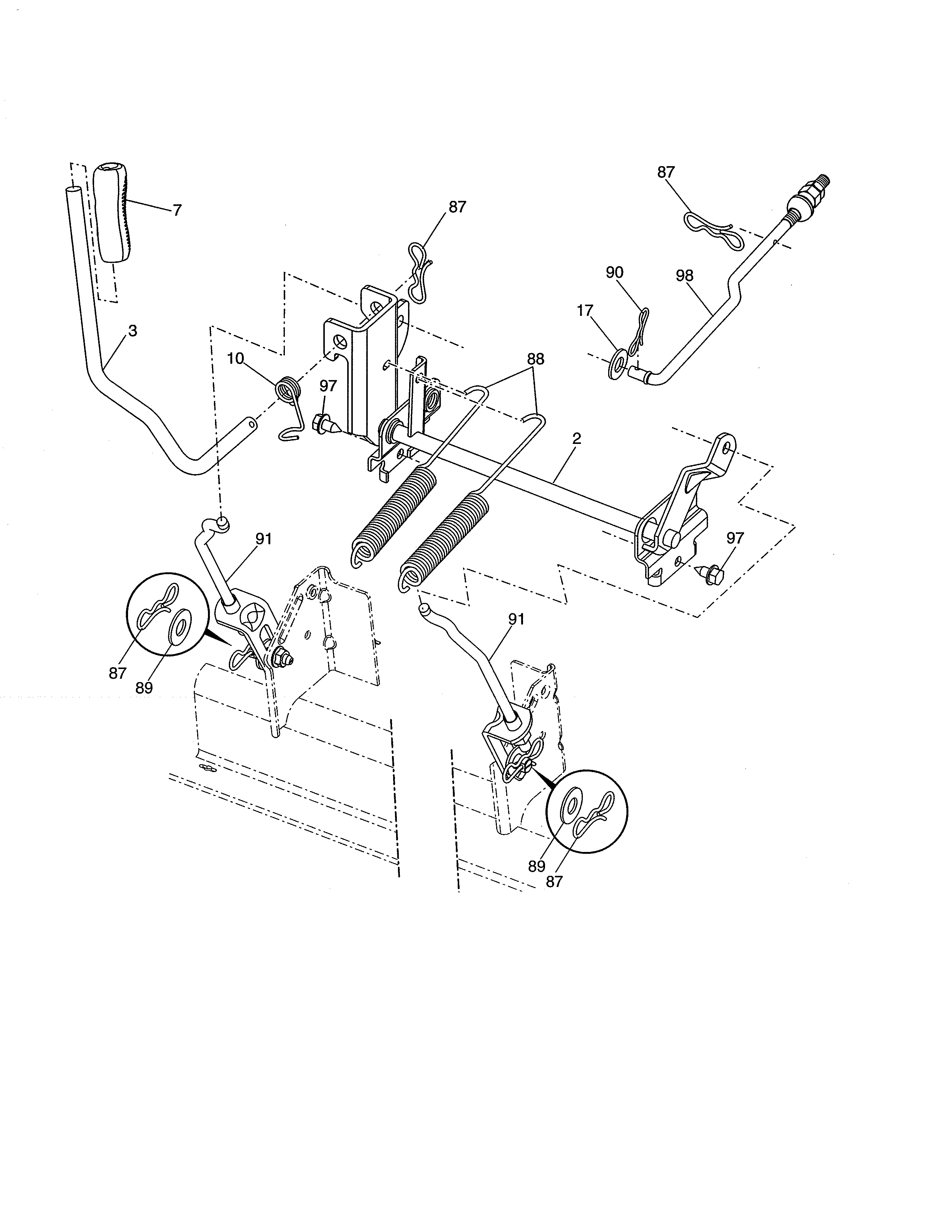 Husqvarna 96043022500 mower lift diagram
