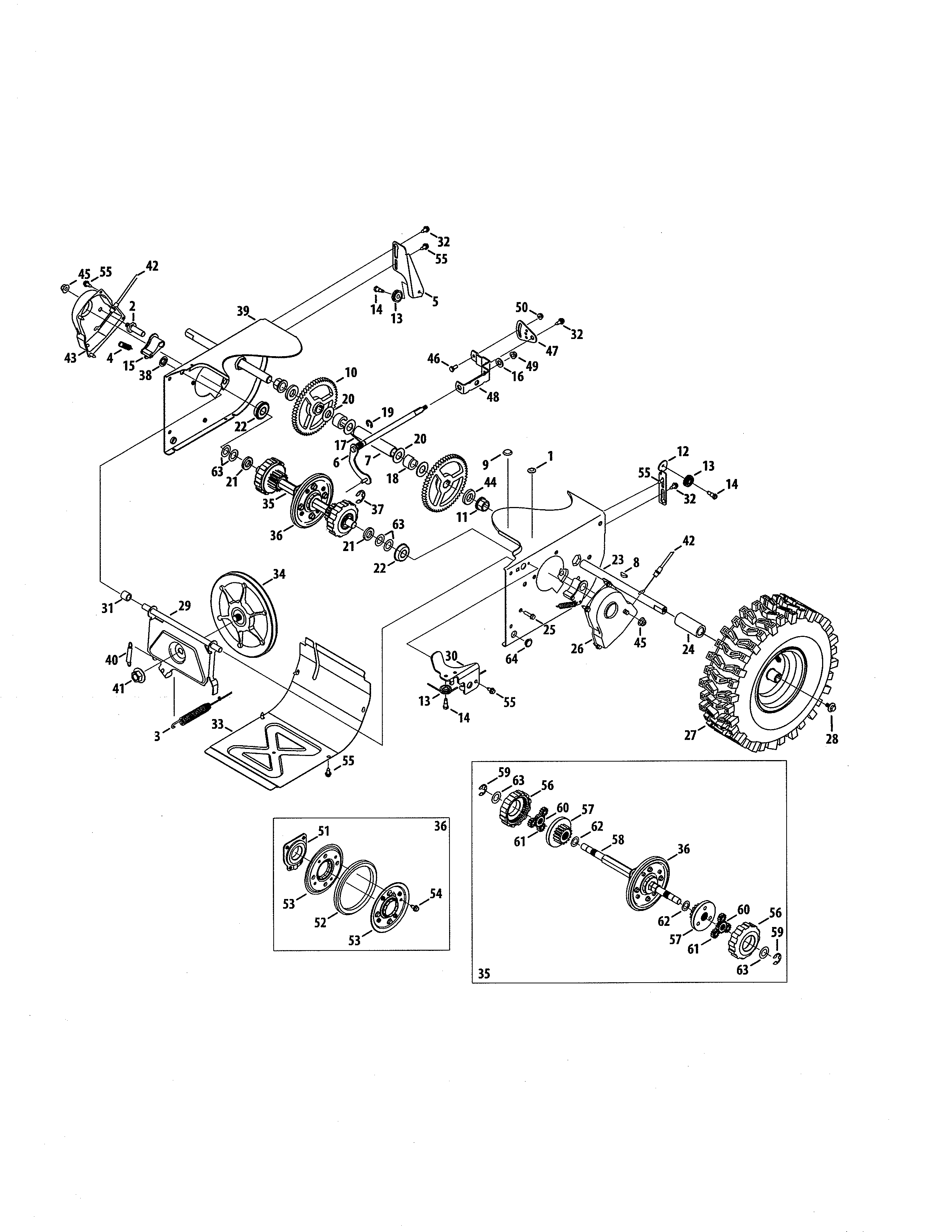 Craftsman 247883962 drive shaft/wheels diagram