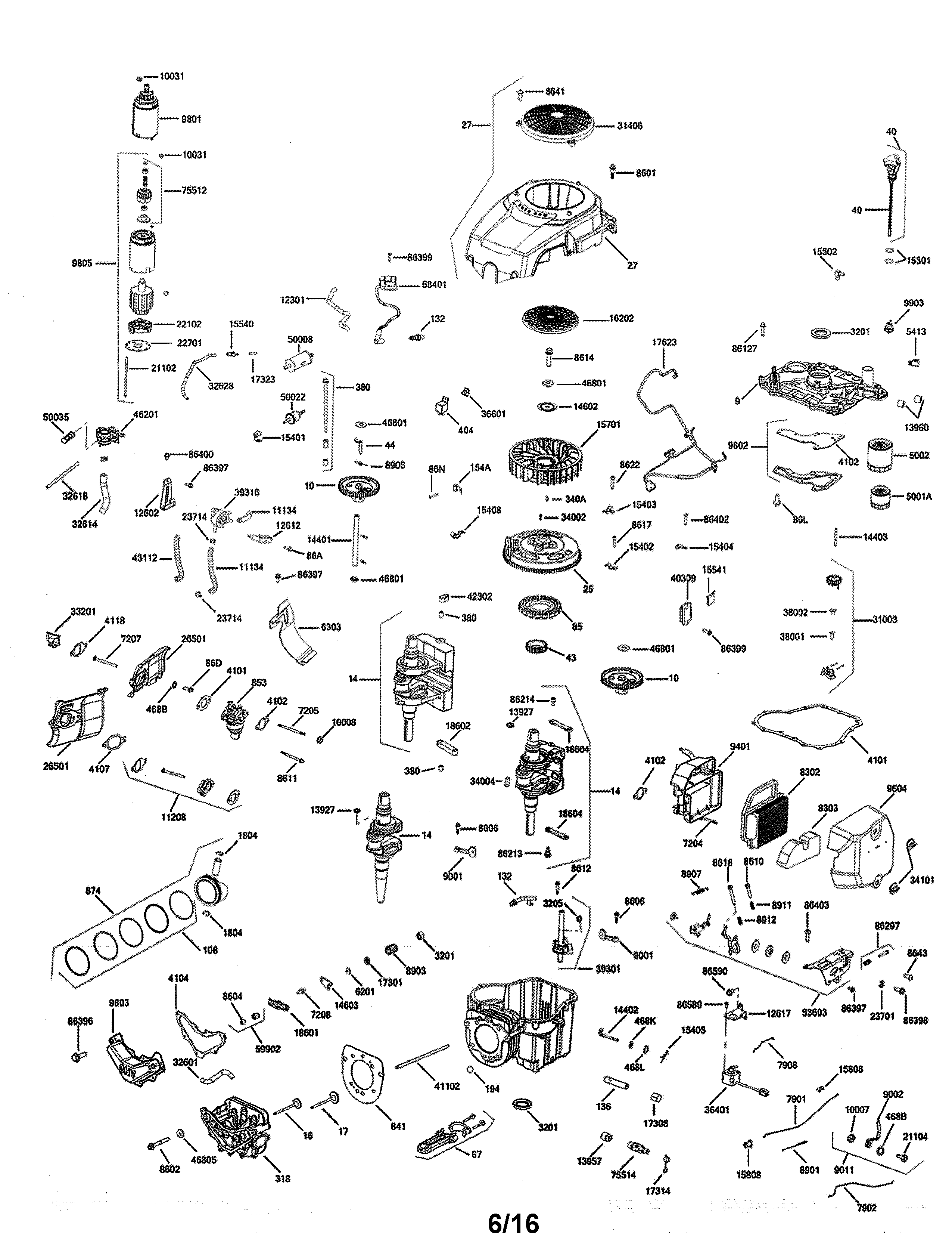 Poulan PB20A46-96042016701 engine diagram