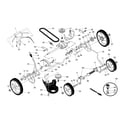 Poulan 96149000600 gear case/drive control/wheels diagram