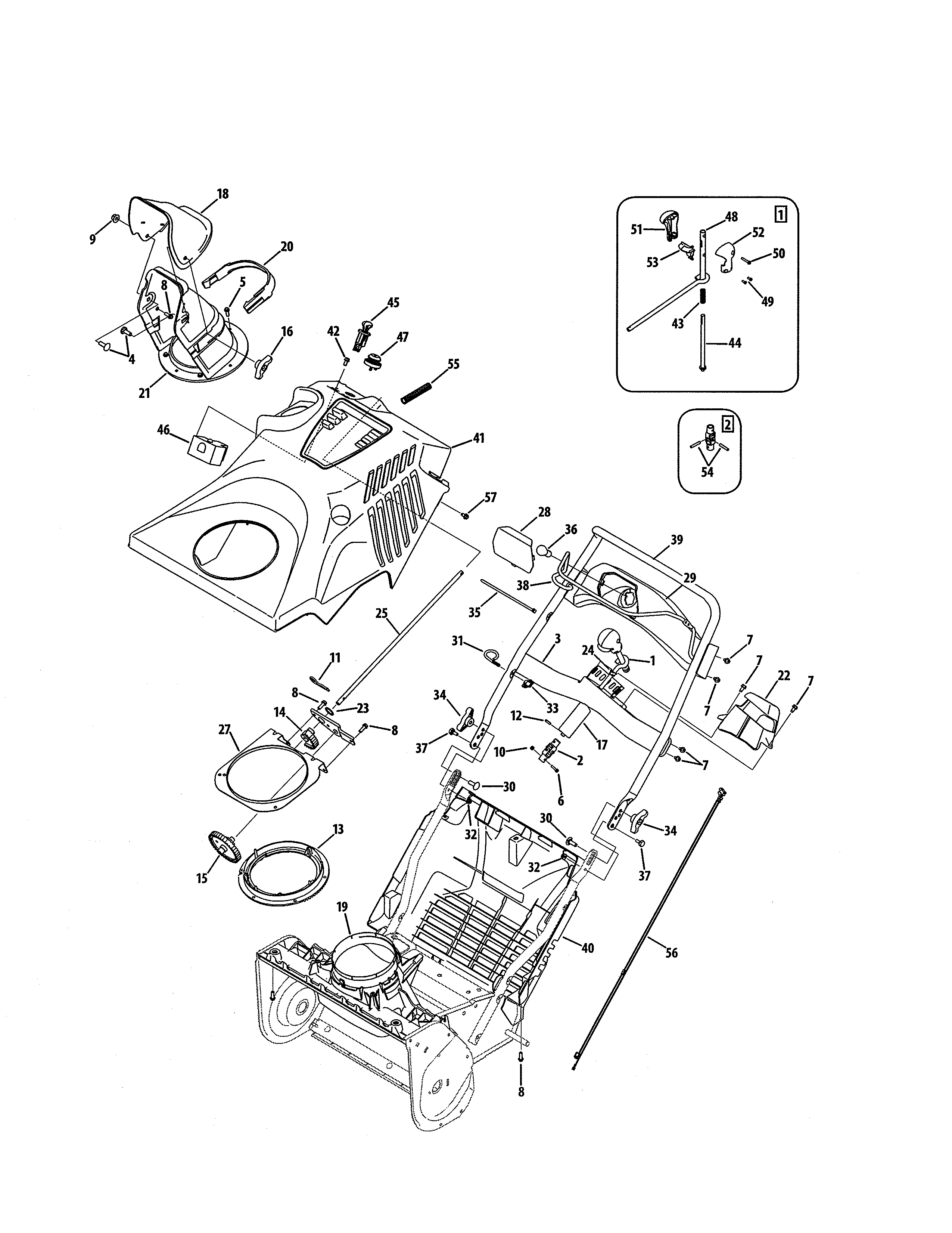 MTD 31AM2T6D799 chute/handle/cover diagram