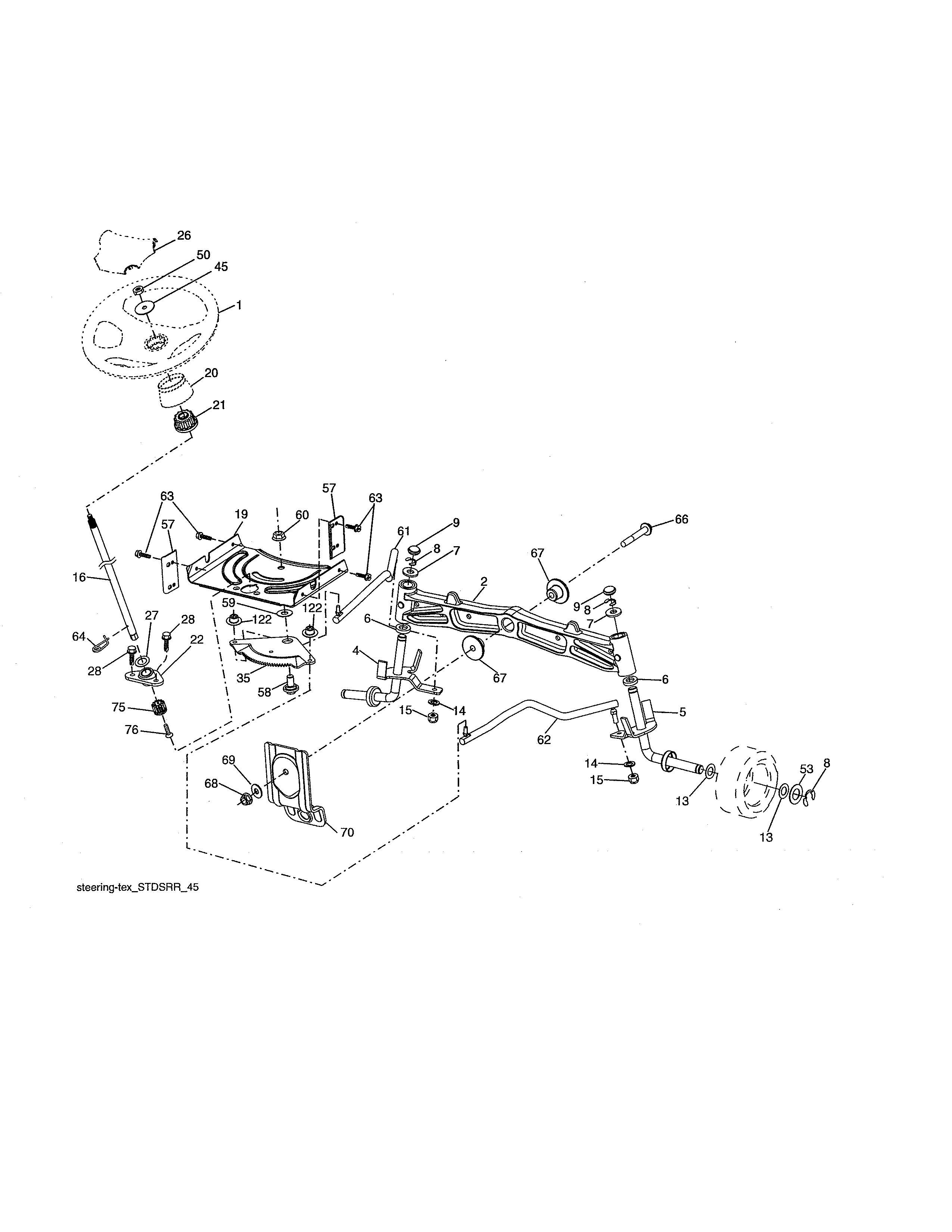 Poulan PB20VA46-96042017000 steering assembly diagram