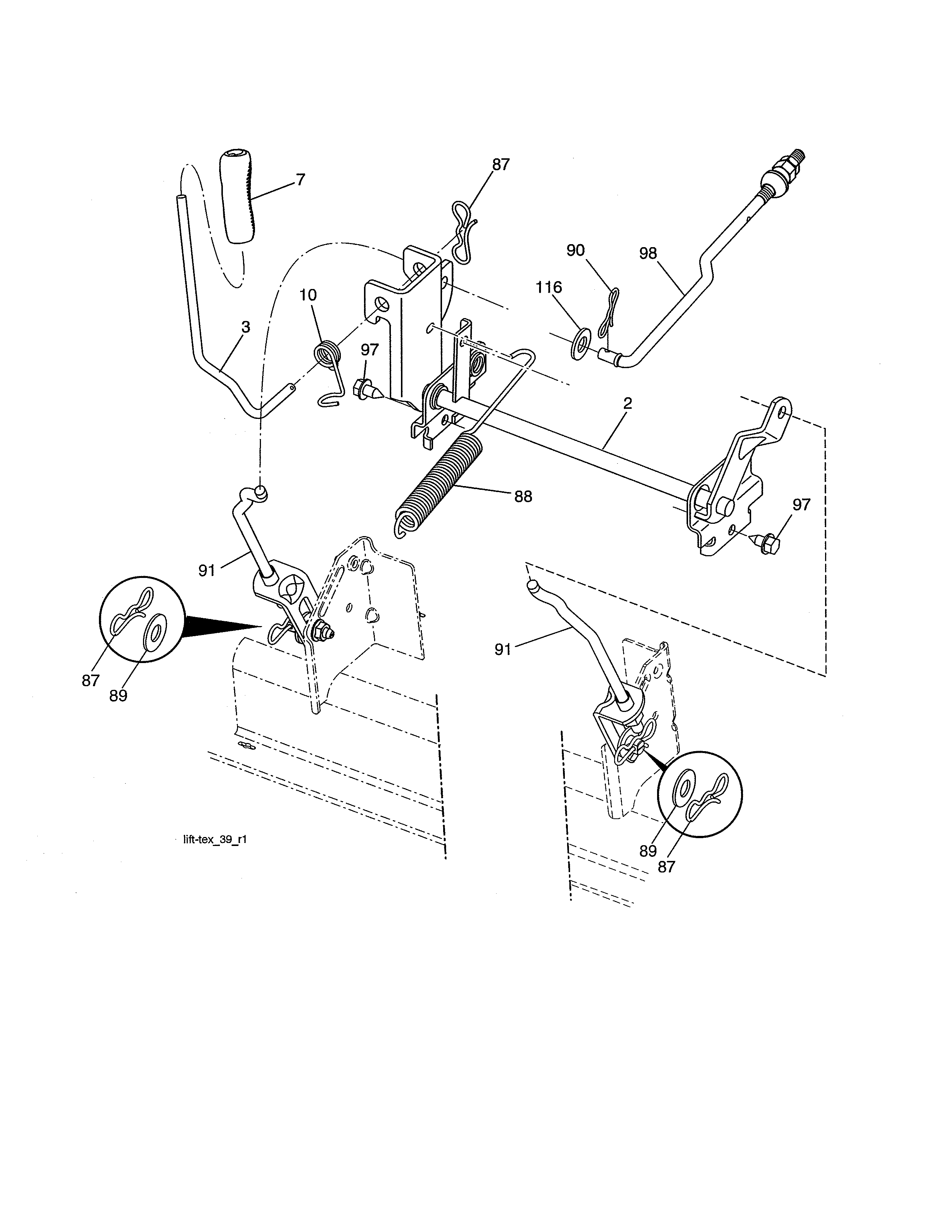 Poulan PB20VA46-96042017000 mower lift diagram
