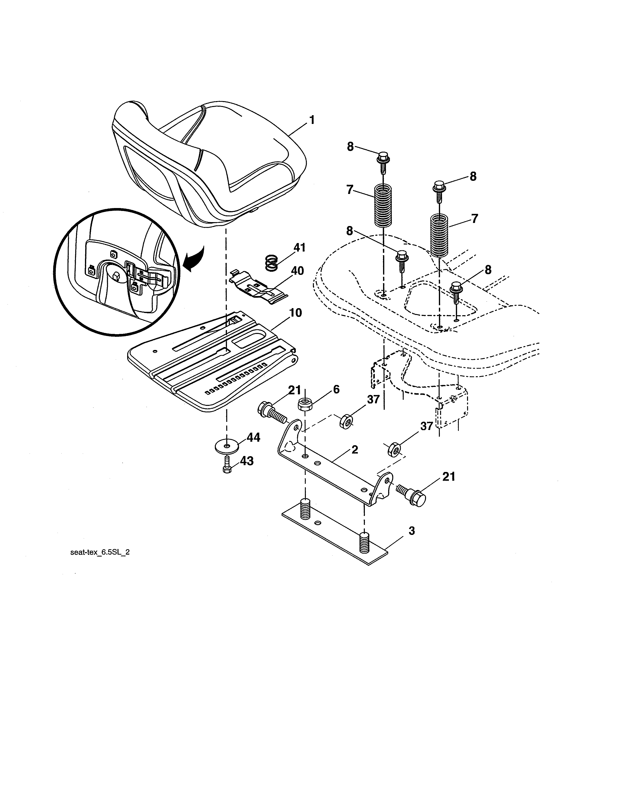 Poulan PB20VA46-96042017000 seat assembly diagram