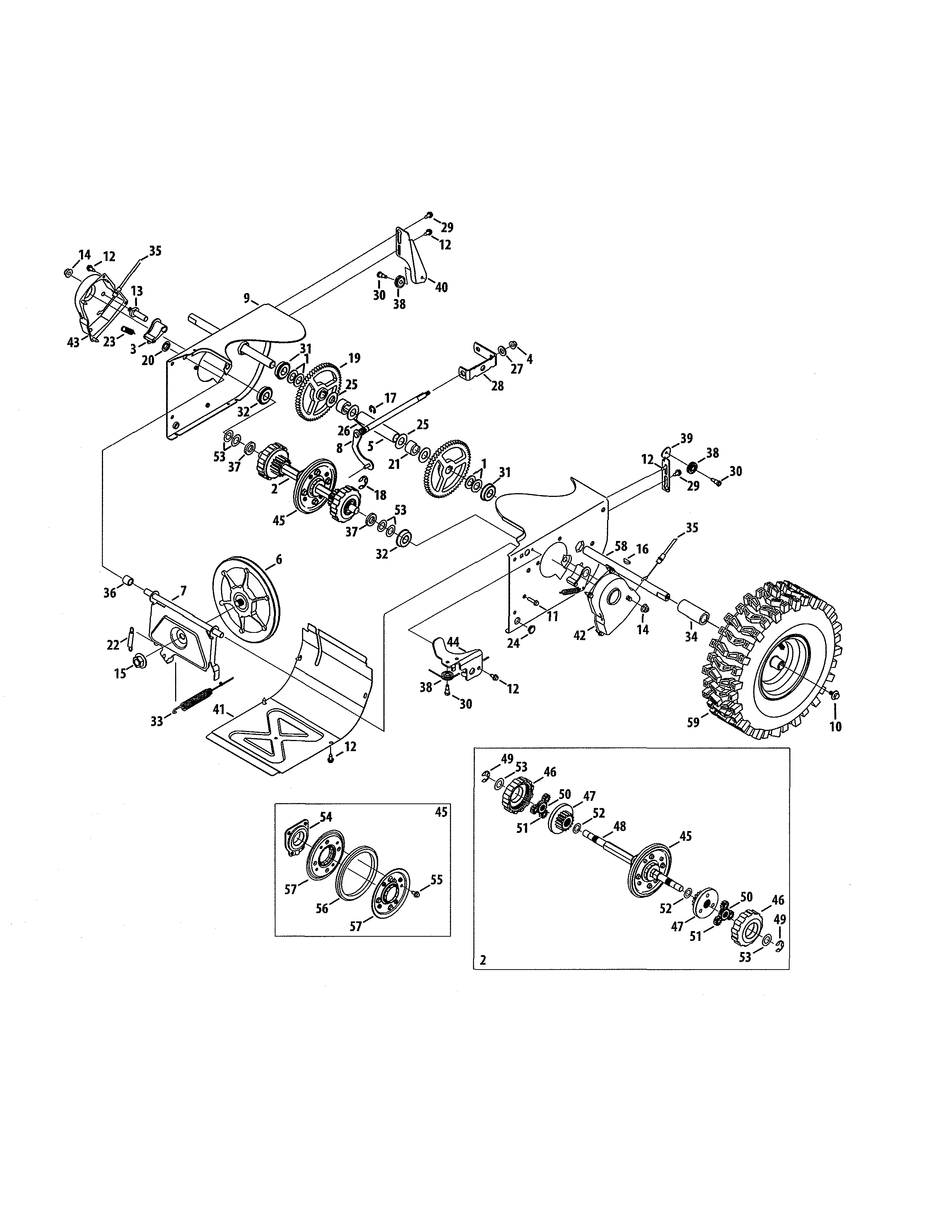 MTD 31AH8ESJ799 drive shaft/wheels diagram