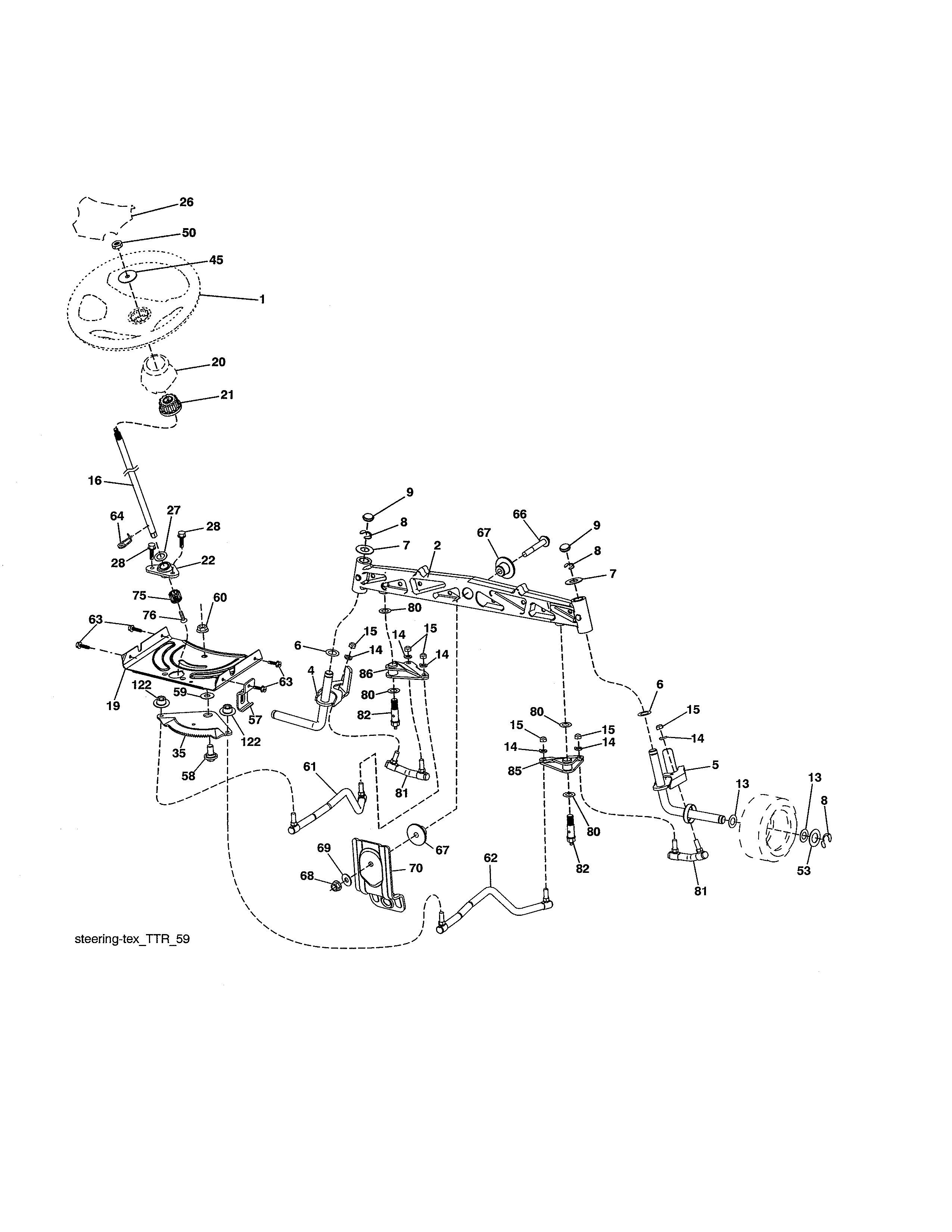 Poulan 96042019300 steering assembly diagram