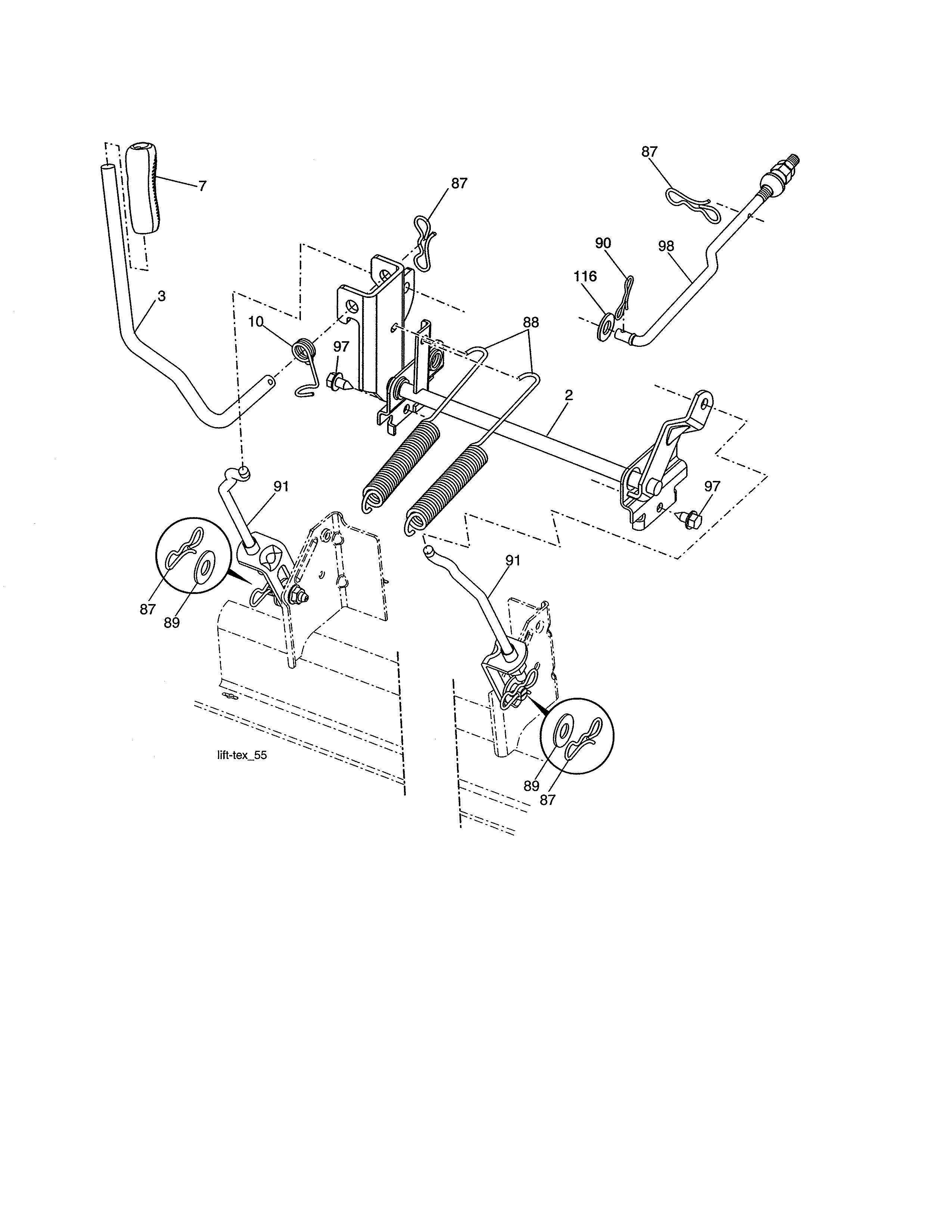 Poulan 96042019300 mower lift diagram