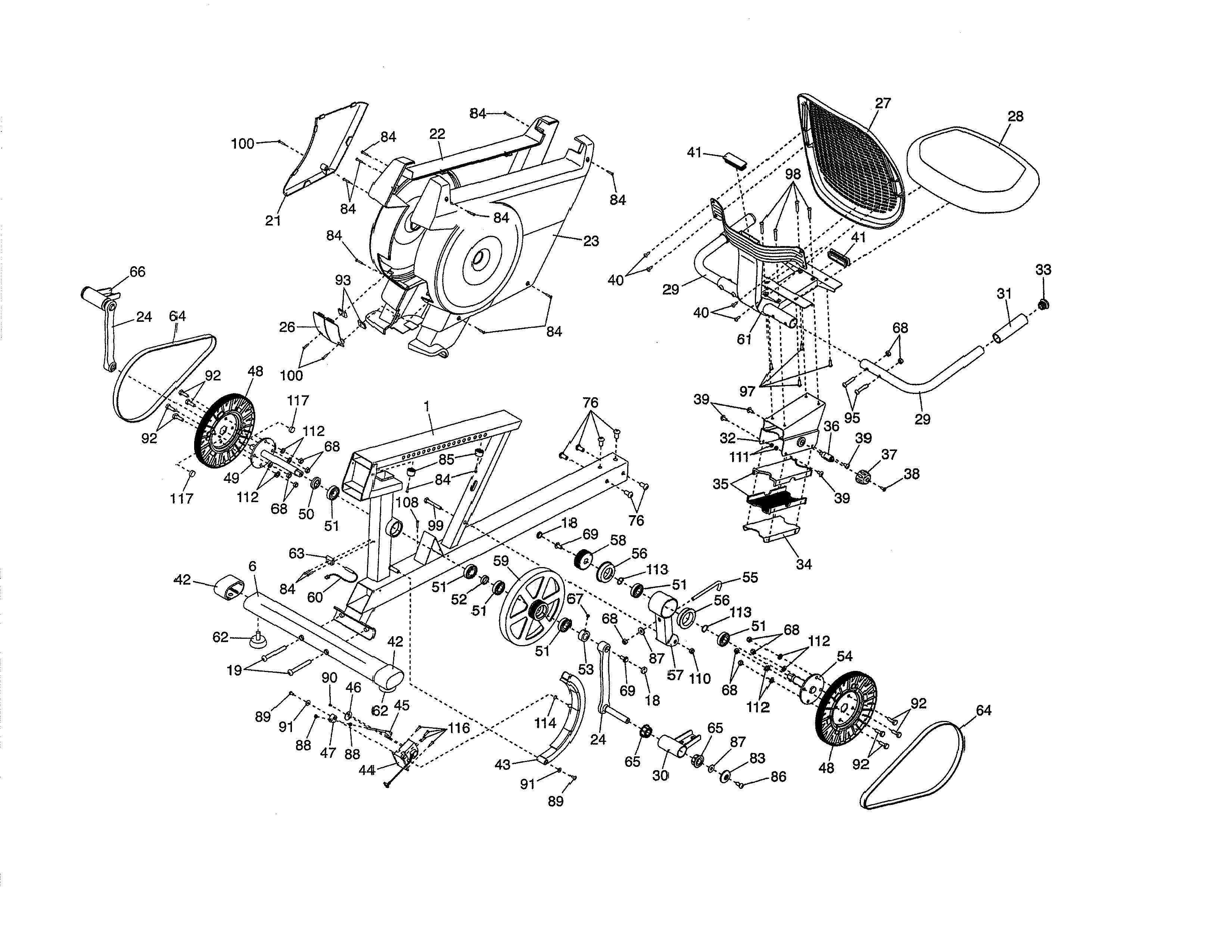 Proform 831238901 frame/seat/pulleys diagram