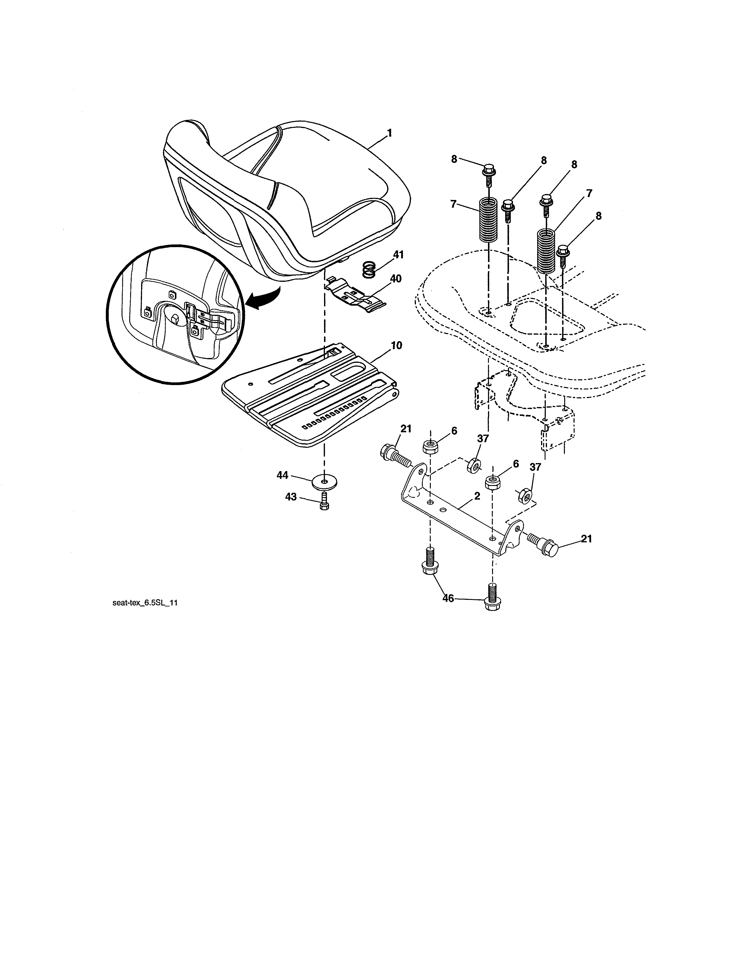 Craftsman 917986332 seat assembly diagram