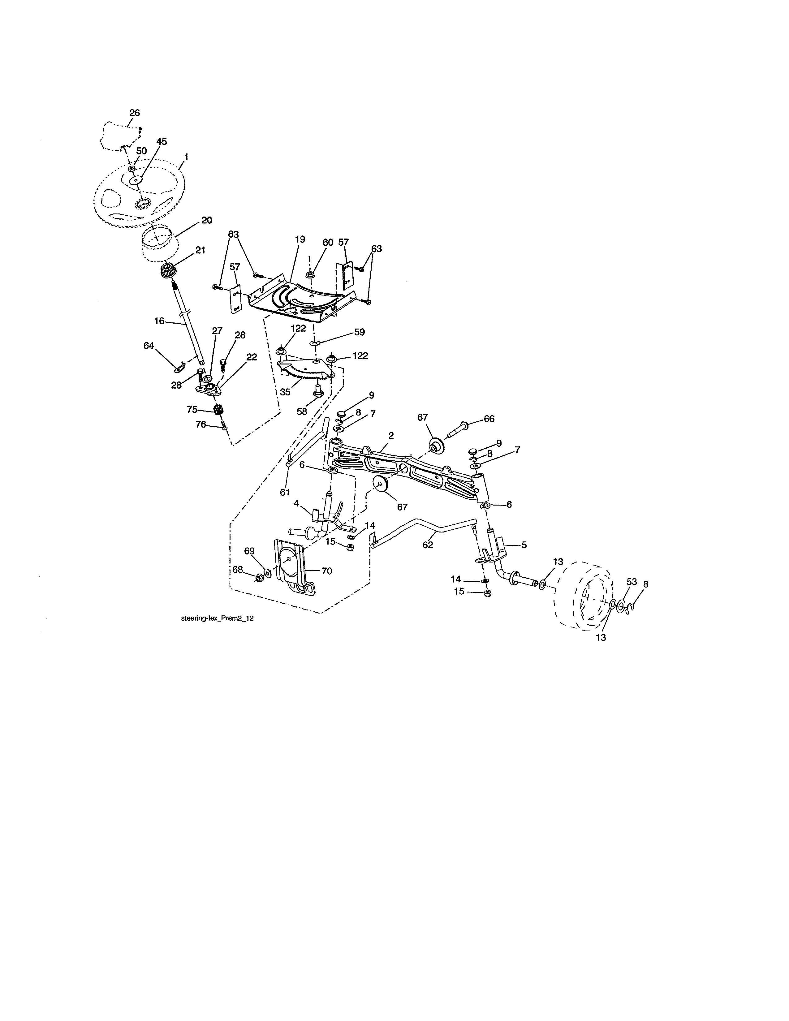 Craftsman 917990460 steering assembly diagram