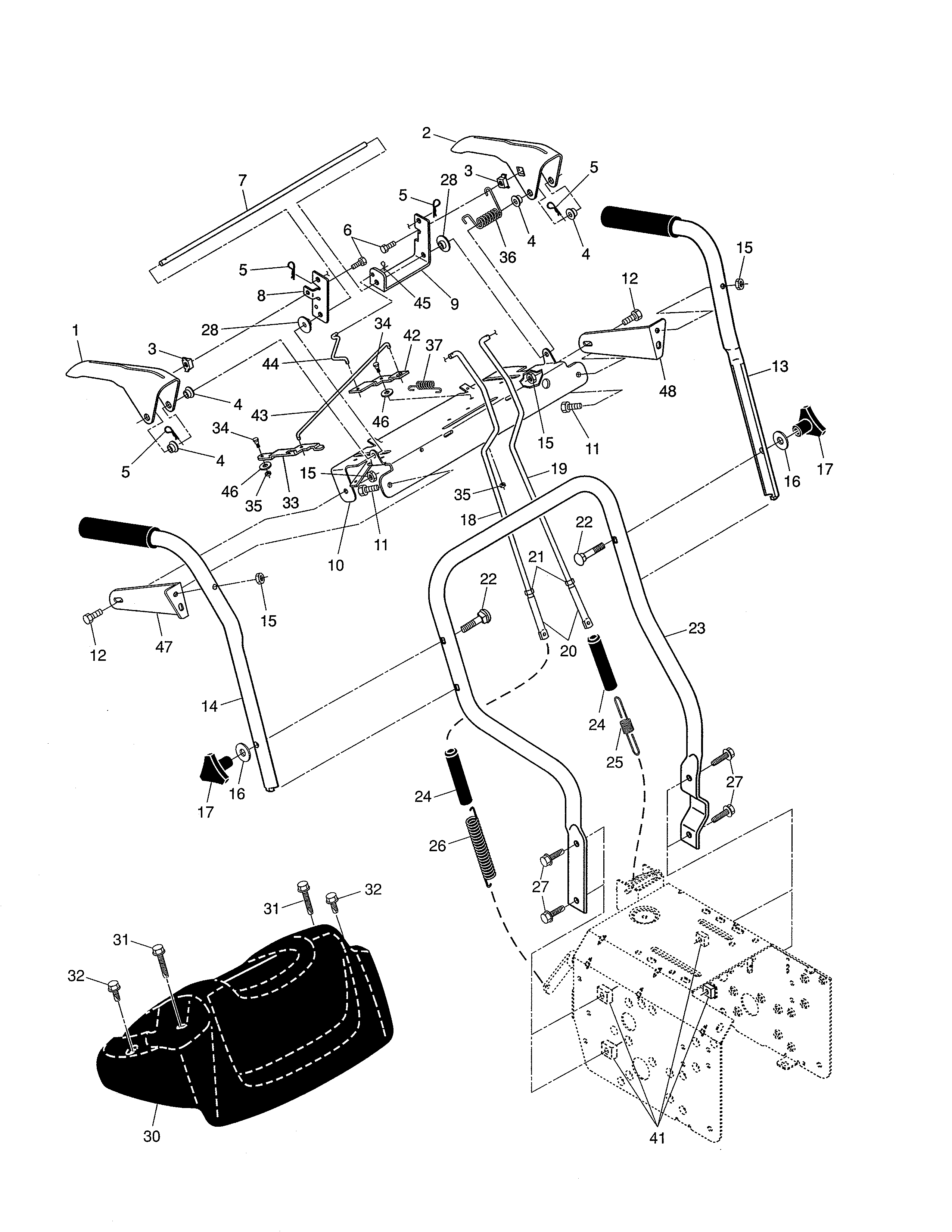Poulan PR524-96192000100 handles diagram