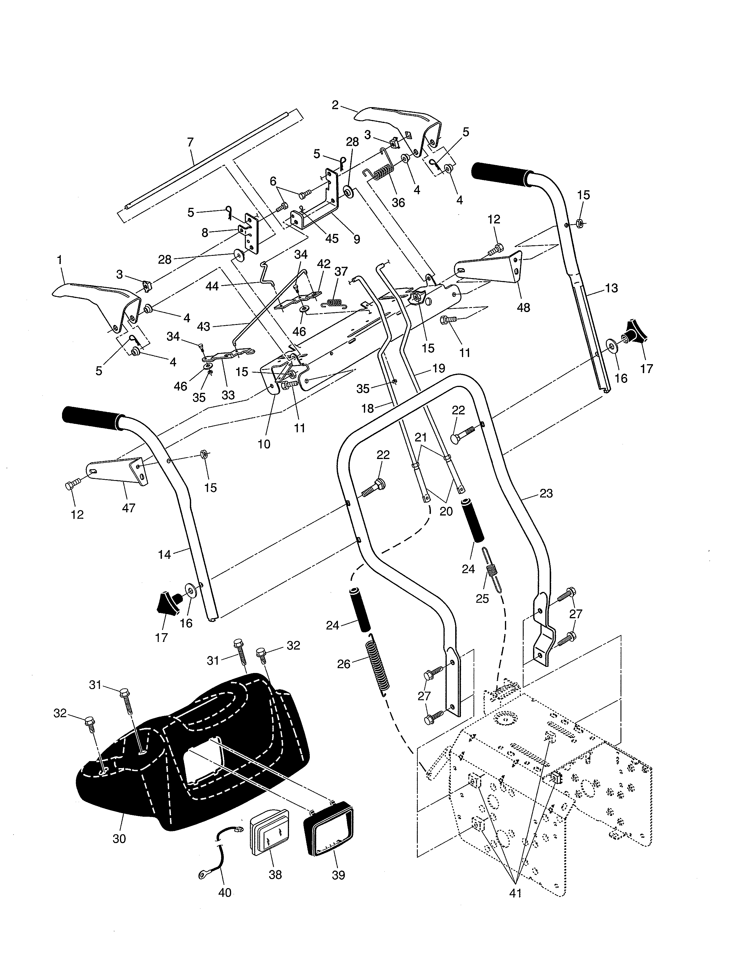 Poulan PR8527ES-96192000300 handles diagram