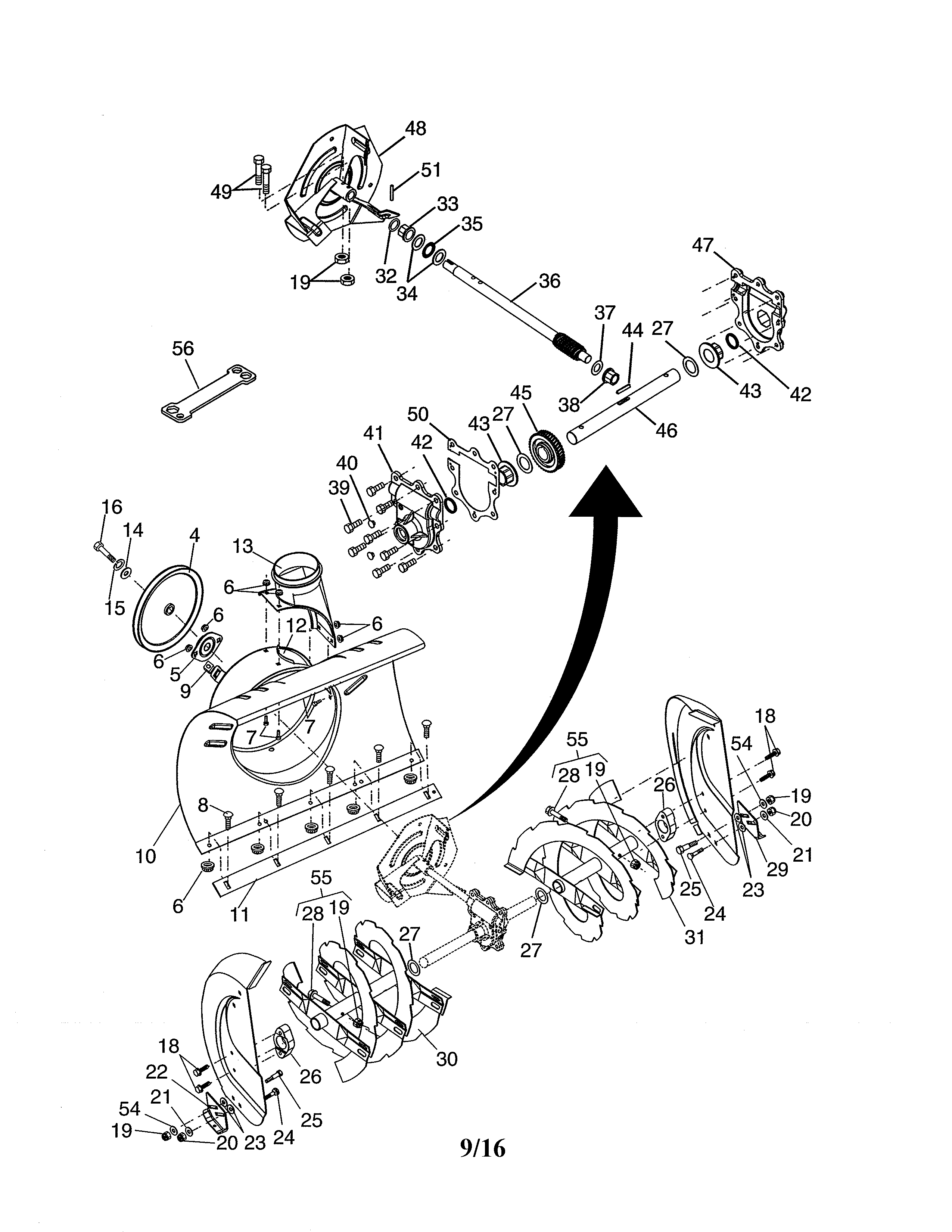 Poulan 96192000400 auger housing/impeller assembly diagram