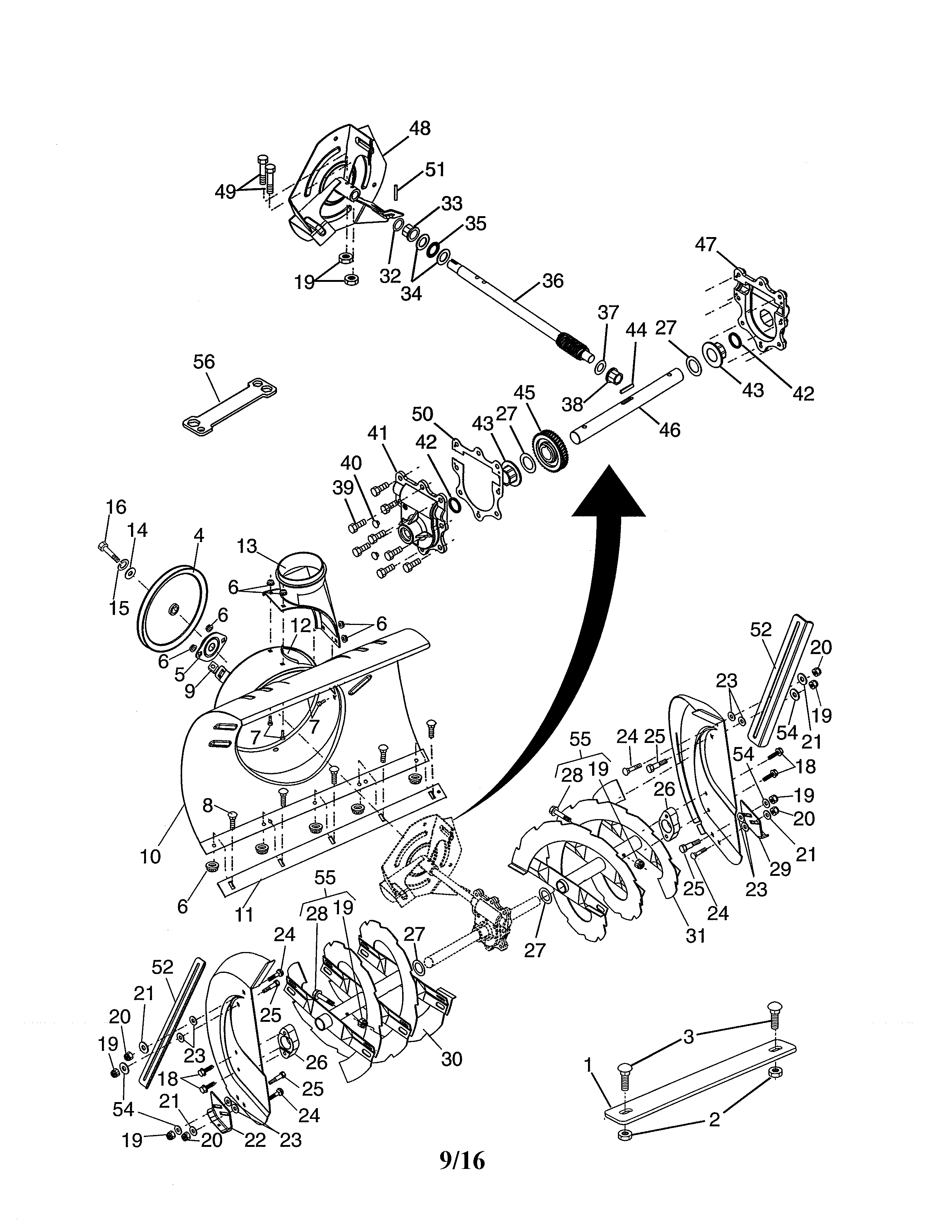 Poulan 96192000700 auger housing/impeller assembly diagram